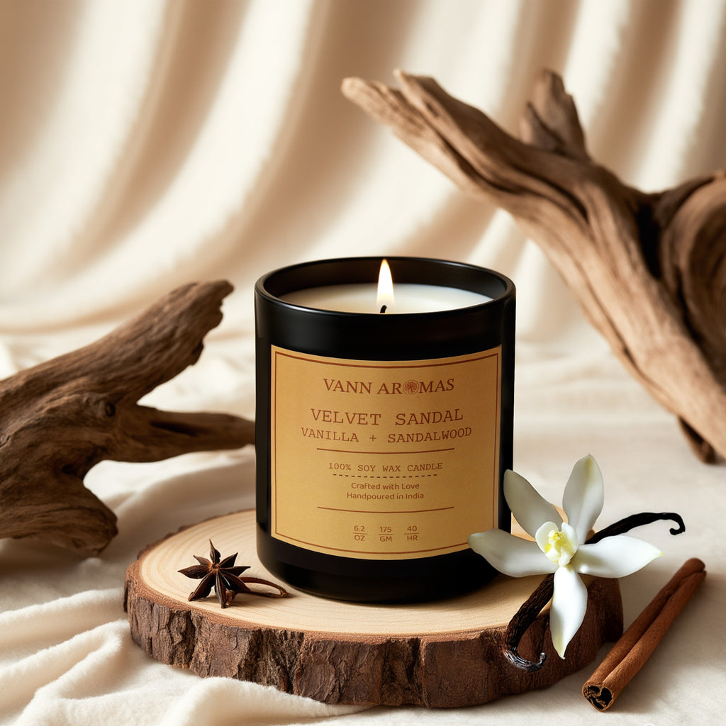 Velvet Sandal – Vanilla + Sandalwood, Black Jar, 175 gm