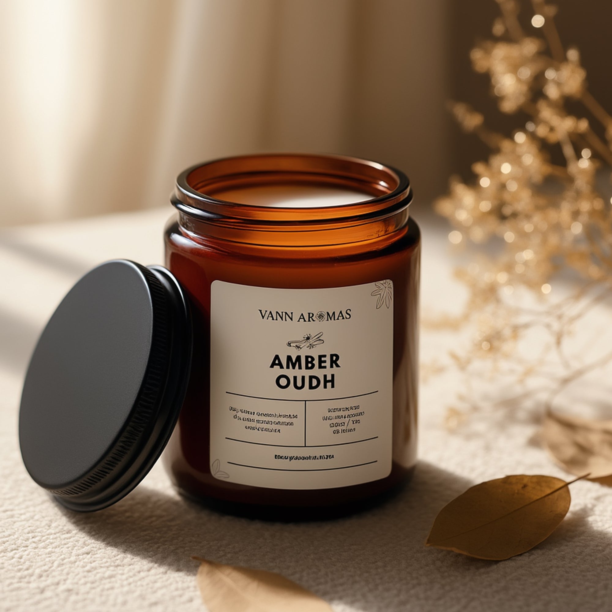 Amber Jar Soy Wax Candles (200g each) | Amber Oudh | Clean Long Burn with Natural Cotton Wicks