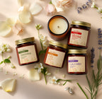 Amber Jar Soy Wax Candles – Pack of 4 (70g each) | English Rose | Arabian Jasmine | French Lavender | Italian lily