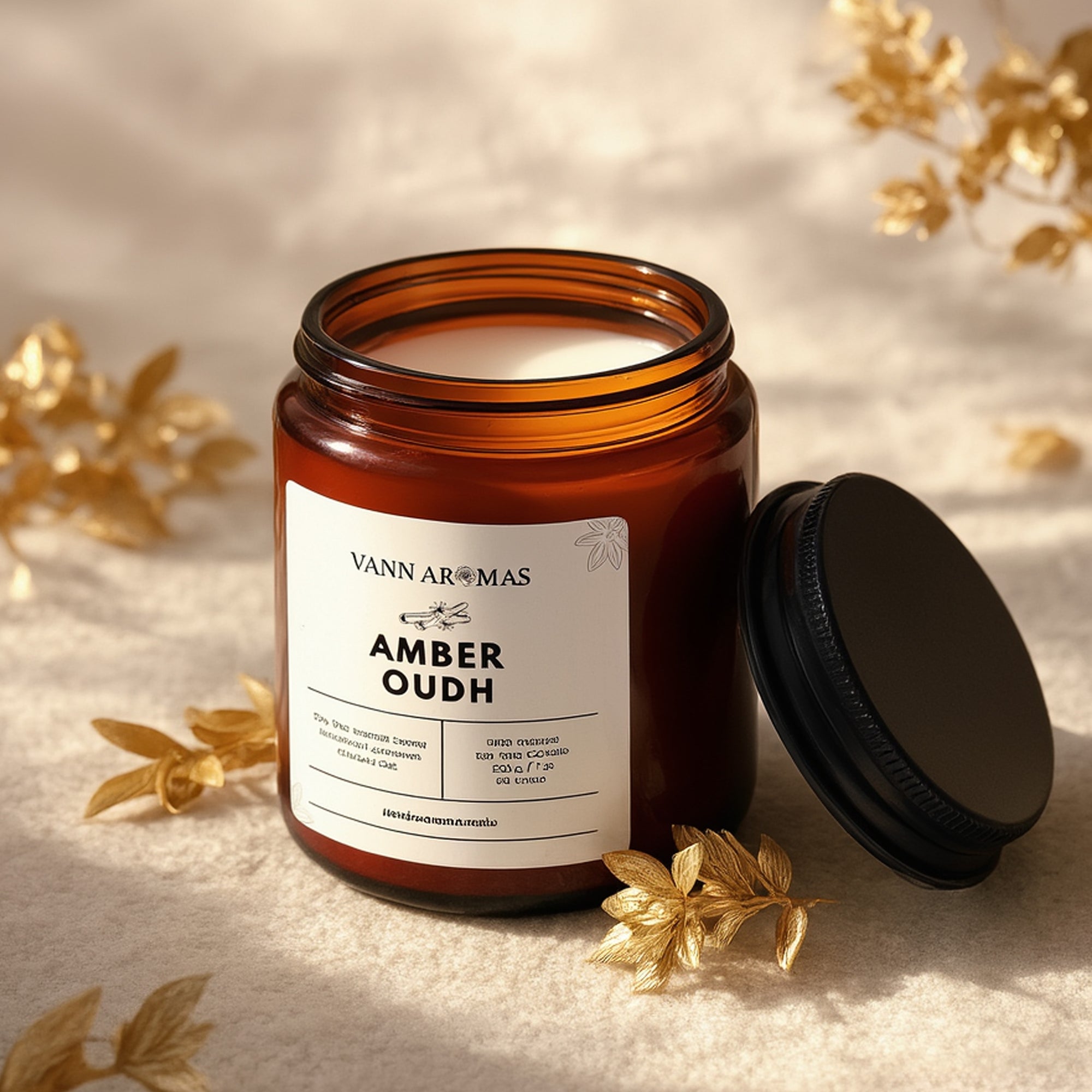 Amber Jar Soy Wax Candles (200g each) | Amber Oudh | Clean Long Burn with Natural Cotton Wicks