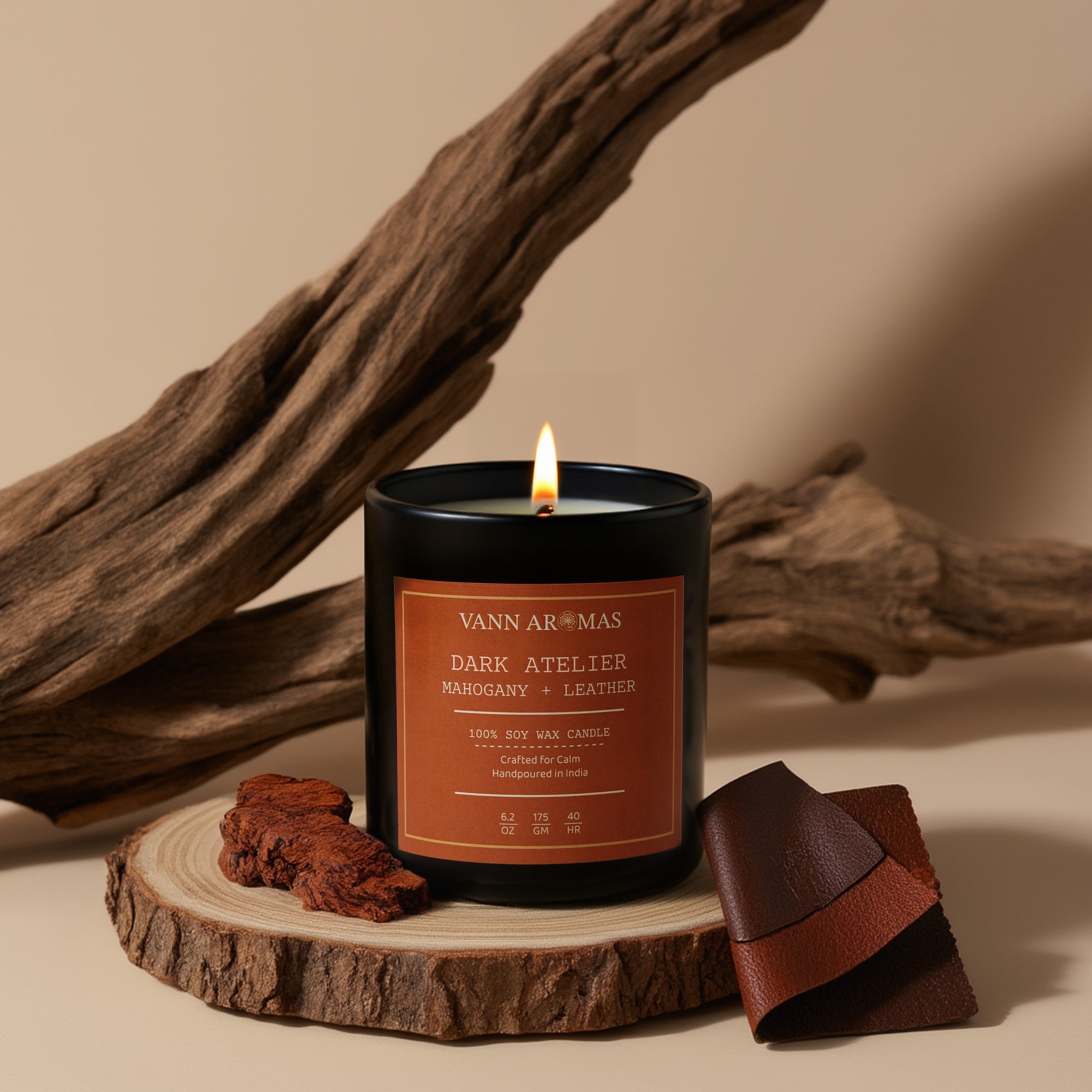 Dark Atelier – Mahogany + Leather, Black Jar, 175gm