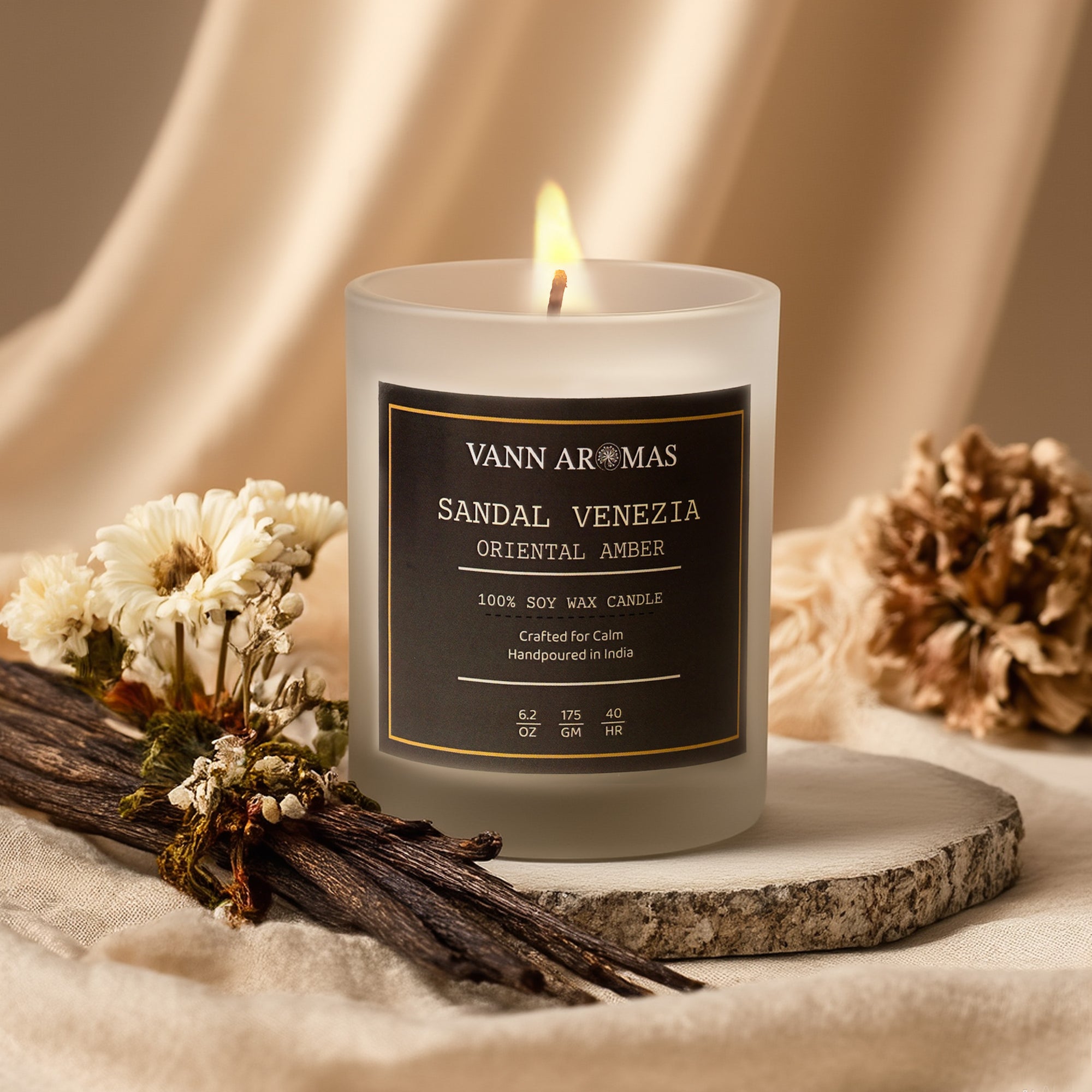 Sandal Venezia – Sandalwood + Oriental Amber, Frosted Jar, 175gm