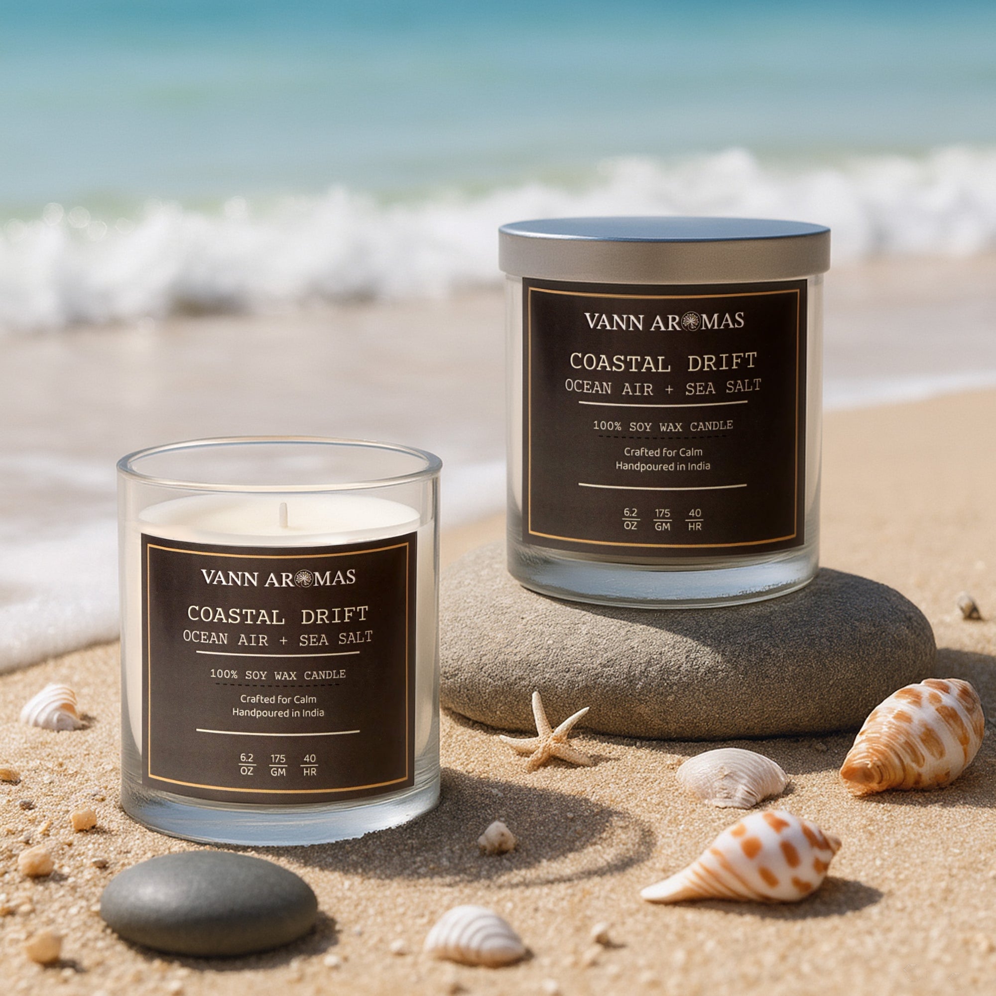 Coastal Drift – Ocean Air + Sea Salt, Clear glass, 175gm