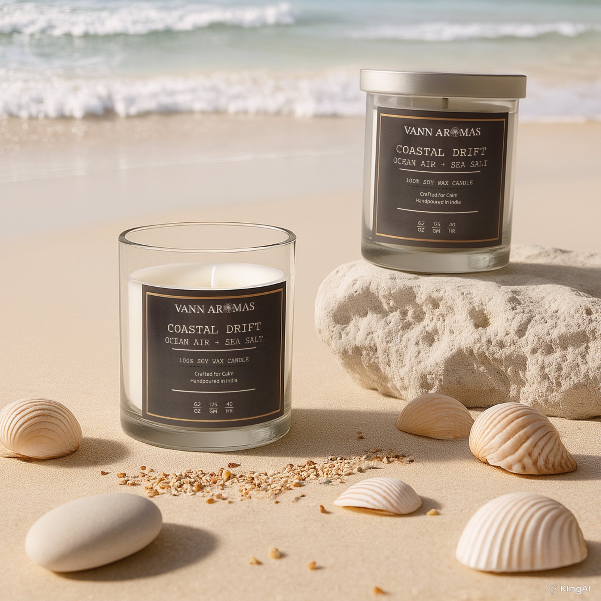 Coastal Drift – Ocean Air + Sea Salt, Clear glass, 175gm