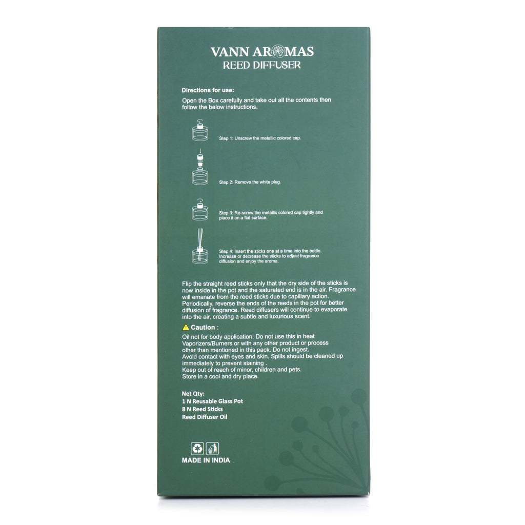 Reed Diffuser  (Pack - 120 ML) | Lemongrass Fragrance | Eco-Friendly with Natural Rattan Sticks