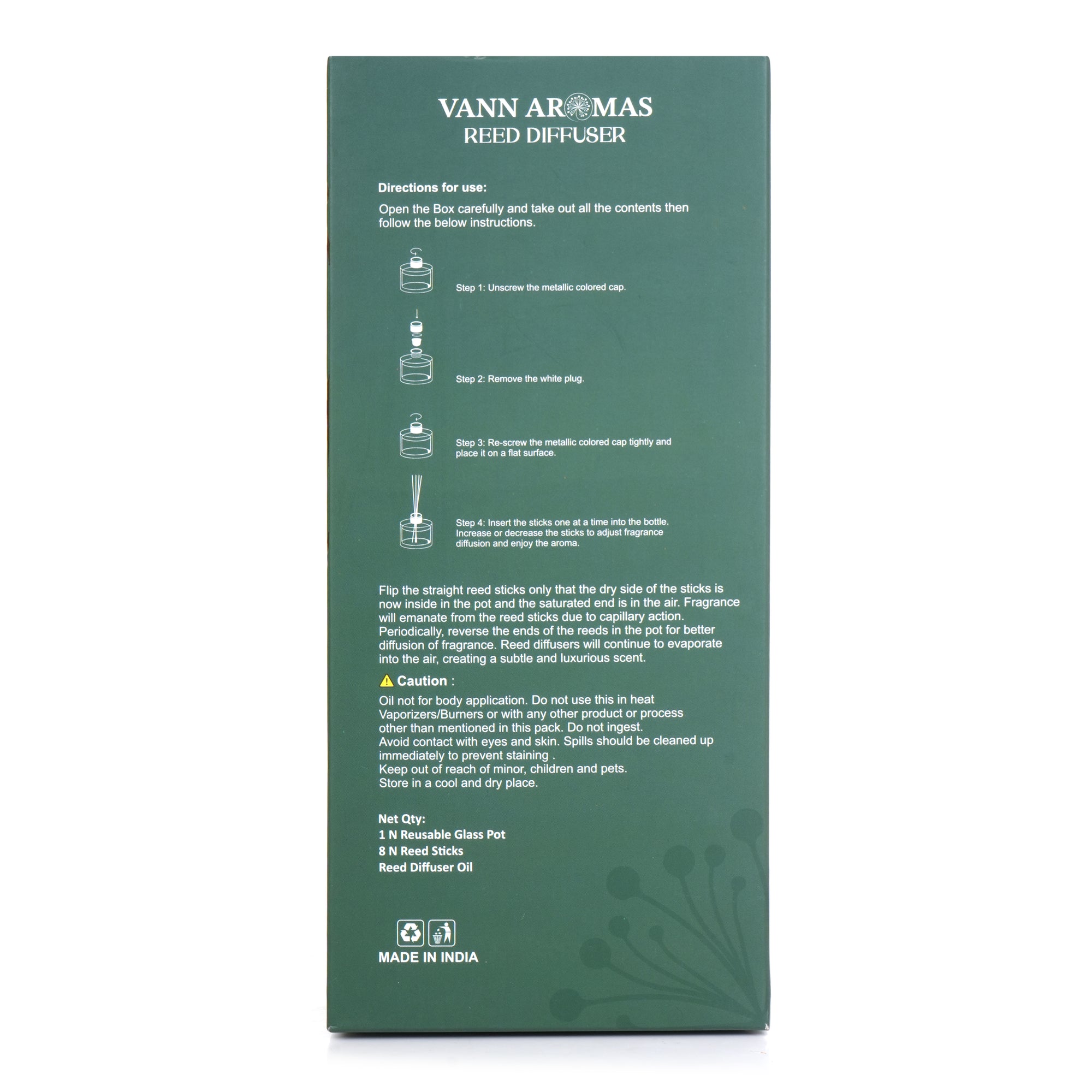 Reed Diffuser  (Pack - 120 ML) | Lemongrass Fragrance | Eco-Friendly with Natural Rattan Sticks