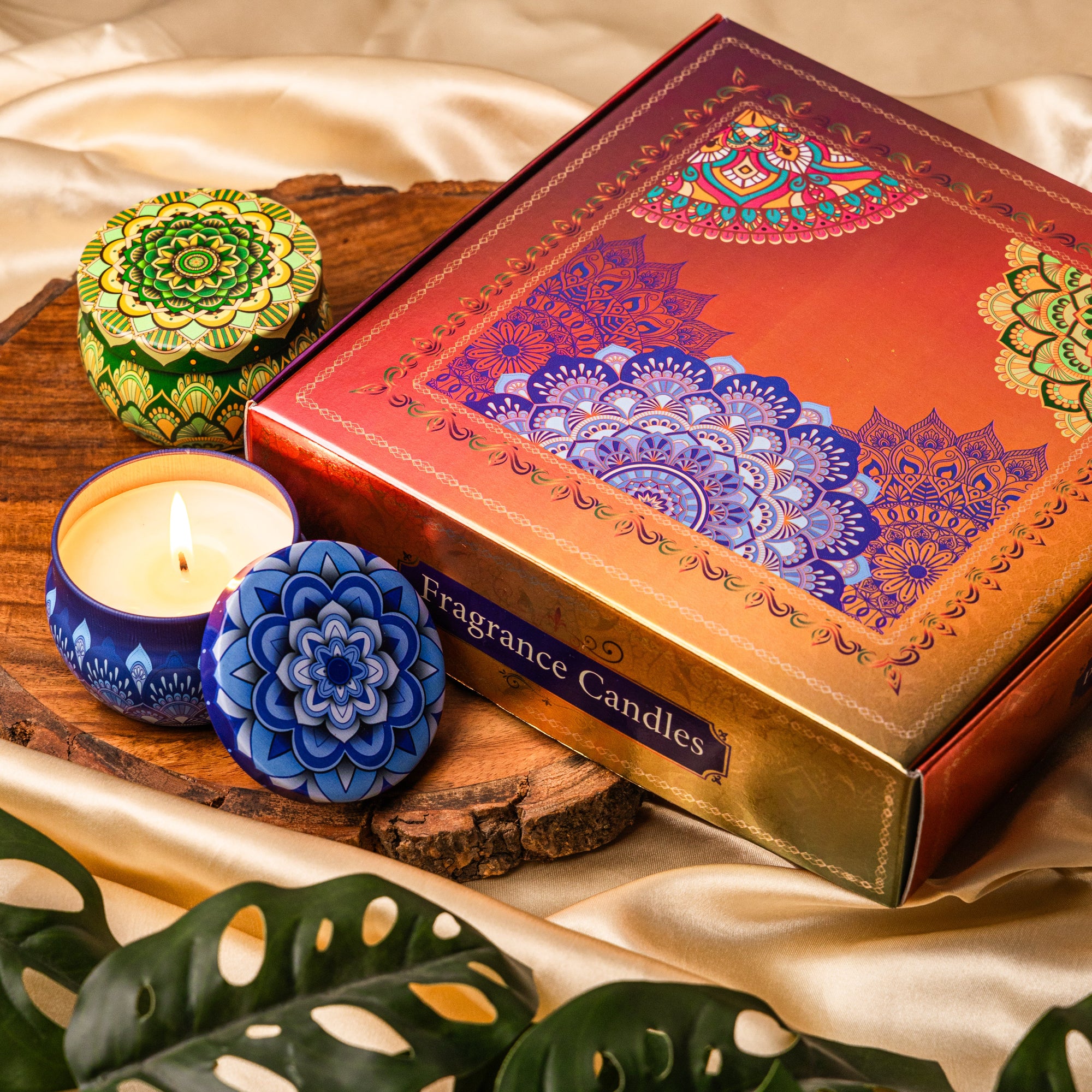Mandala Tin Soy Candles - 150gm Each, Set of 4 Vann Aromas