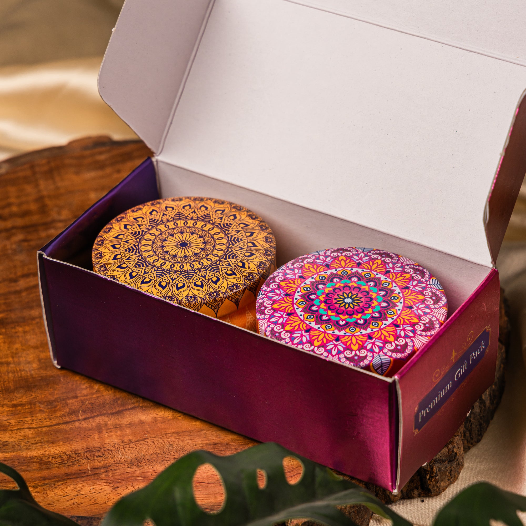 Mandala Tin Soy Candles - 150gm Each, Set of 2