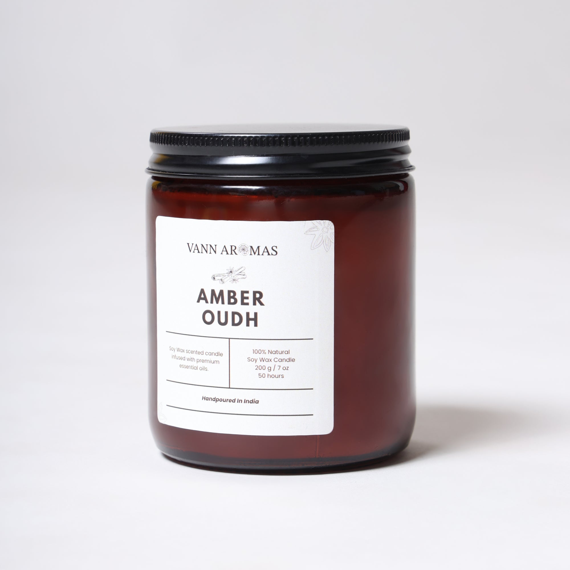 Amber Jar Soy Wax Candles (200g each) | Amber Oudh | Clean Long Burn with Natural Cotton Wicks