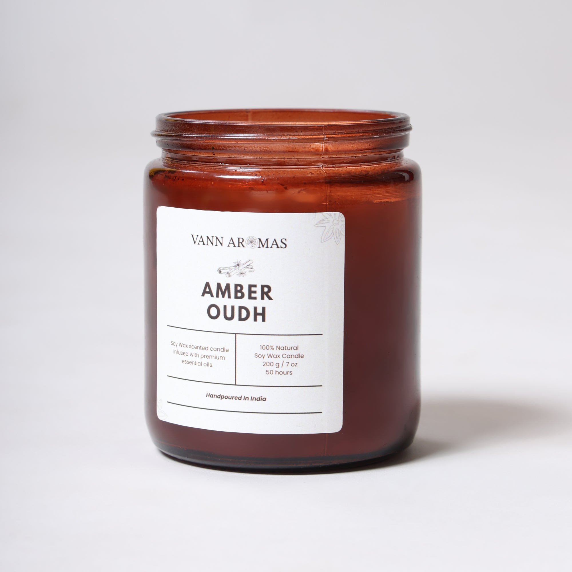 Amber Jar Soy Wax Candles (200g each) | Amber Oudh | Clean Long Burn with Natural Cotton Wicks