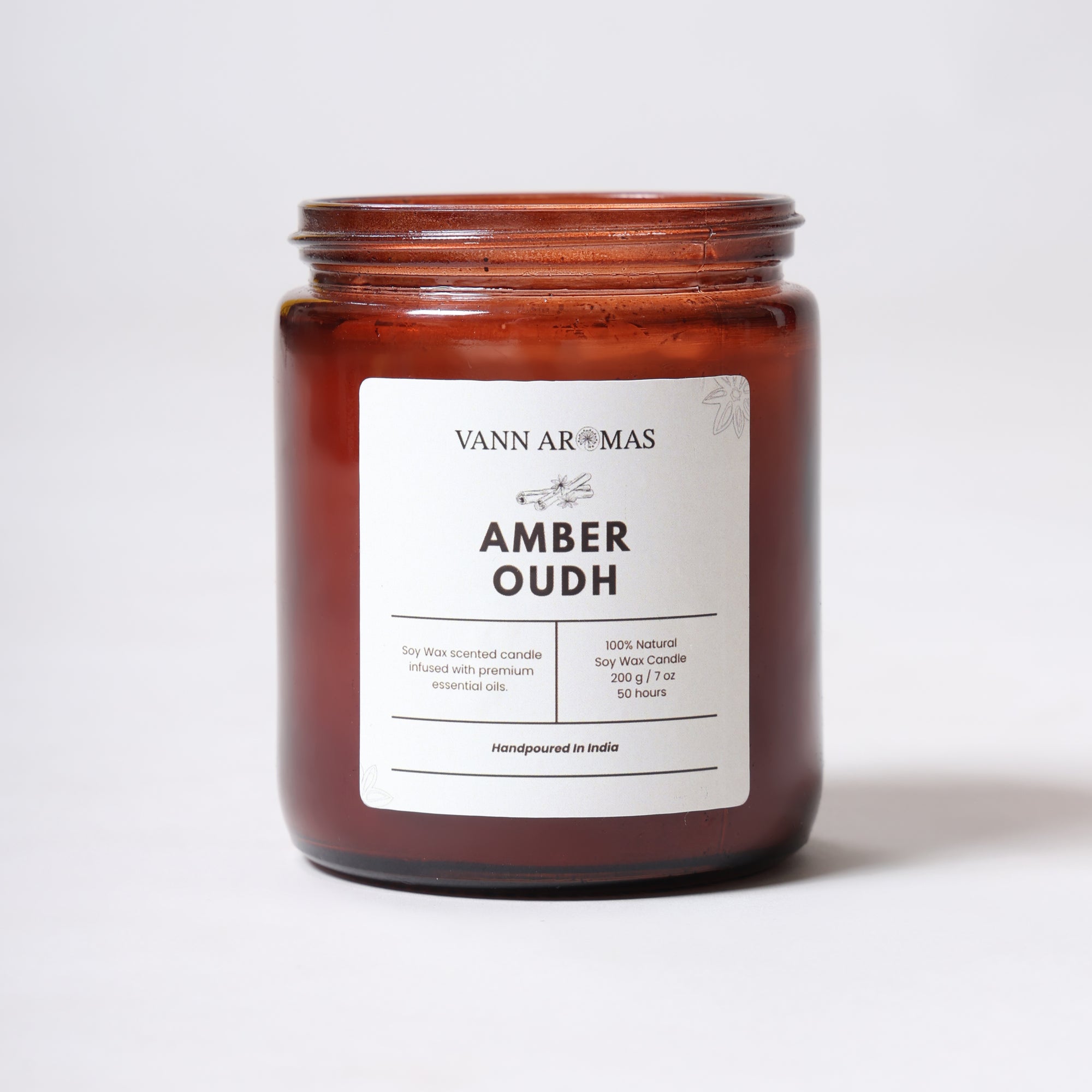 Amber Jar Soy Wax Candles (200g each) | Amber Oudh | Clean Long Burn with Natural Cotton Wicks