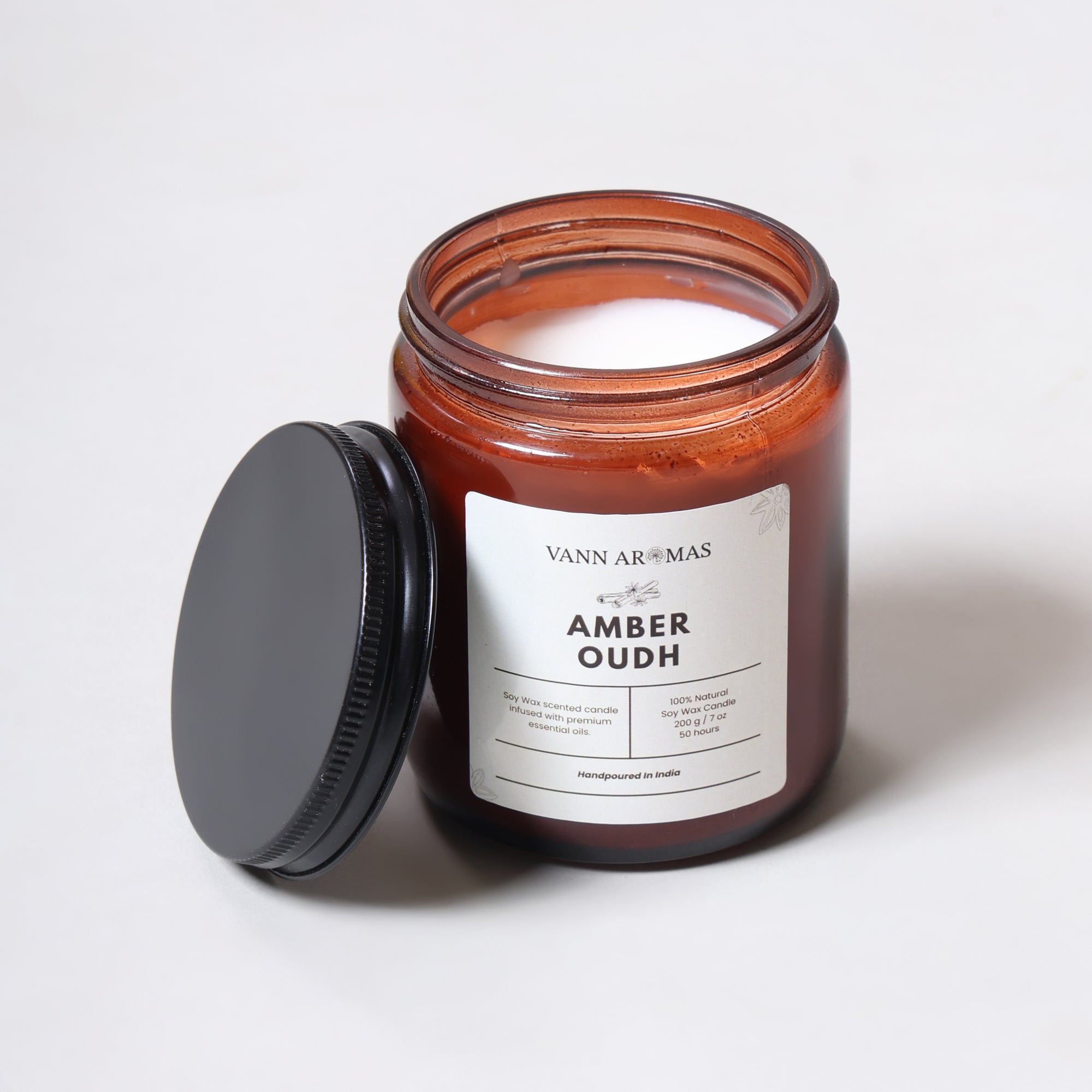Amber Jar Soy Wax Candles (200g each) | Amber Oudh | Clean Long Burn with Natural Cotton Wicks