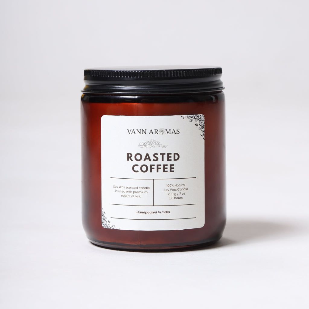 Amber Jar Soy Wax Candles (200g each) | Roasted Coffee | Clean Long Burn with Natural Cotton Wicks Vann Aromas