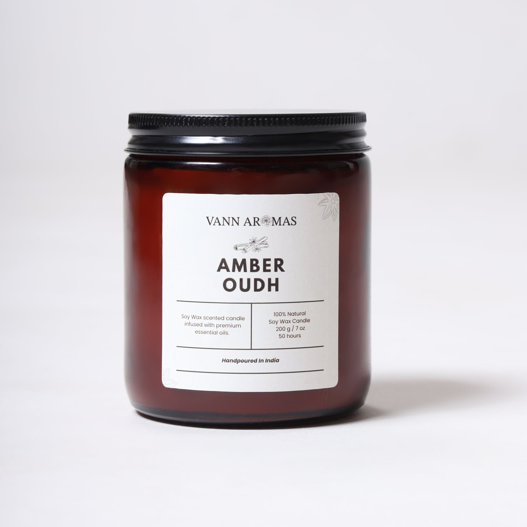 Amber Jar Soy Wax Candles (200g each) | Amber Oudh | Clean Long Burn with Natural Cotton Wicks