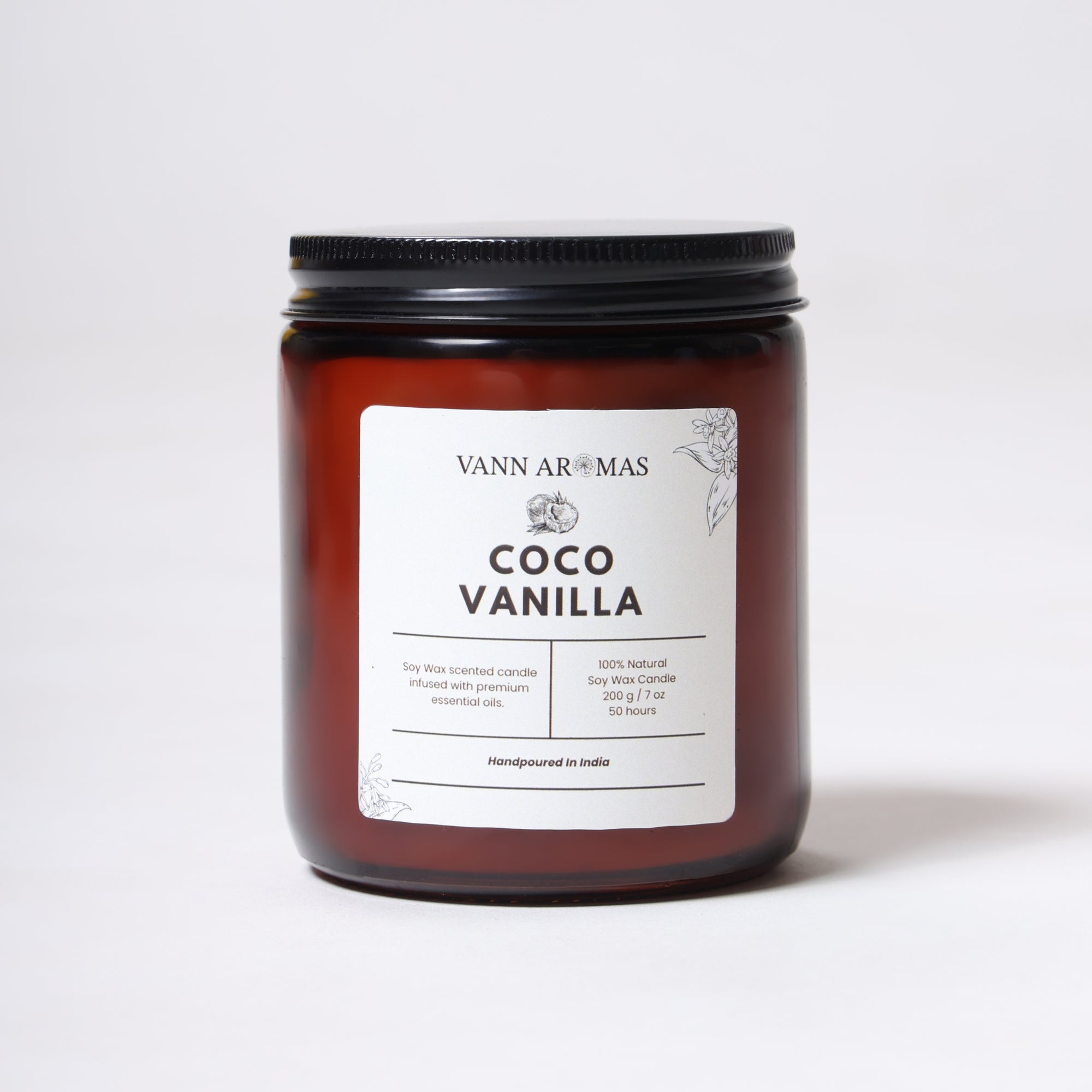 Amber Jar Soy Wax Candles (200g each) | Coco Vanilla | Clean Long Burn with Natural Cotton Wicks