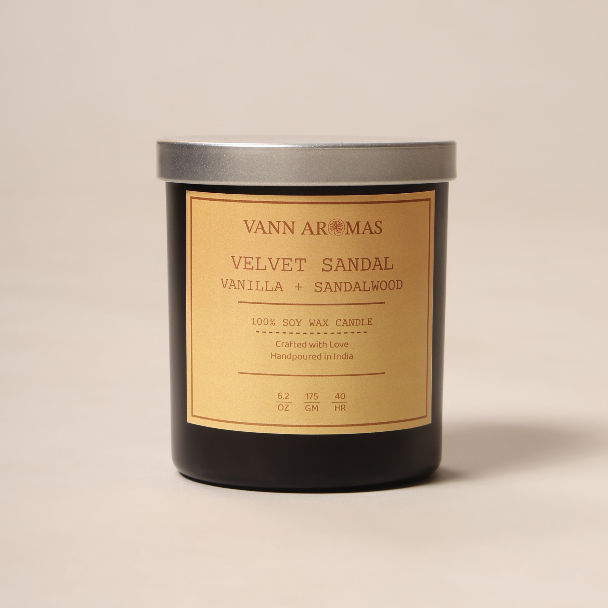 Velvet Sandal – Vanilla + Sandalwood, Black Jar, 175 gm