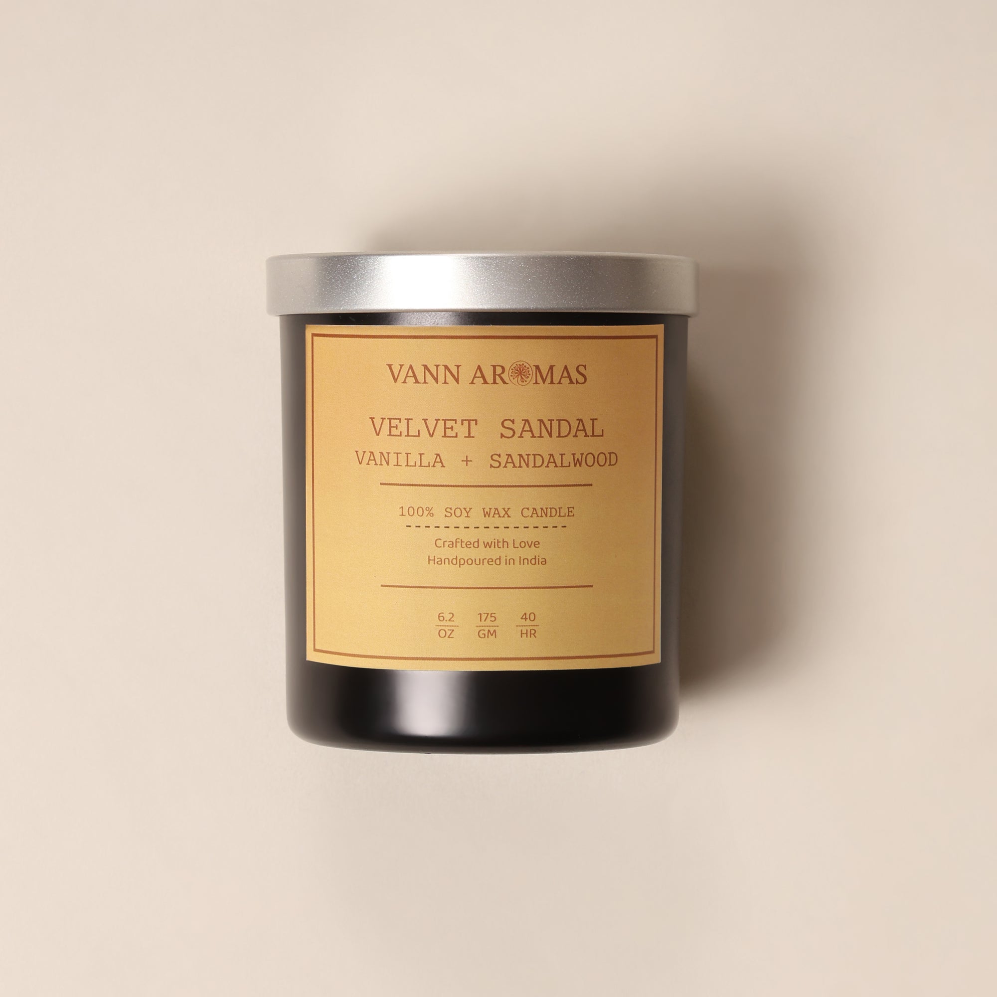 Velvet Sandal – Vanilla + Sandalwood, Black Jar, 175 gm