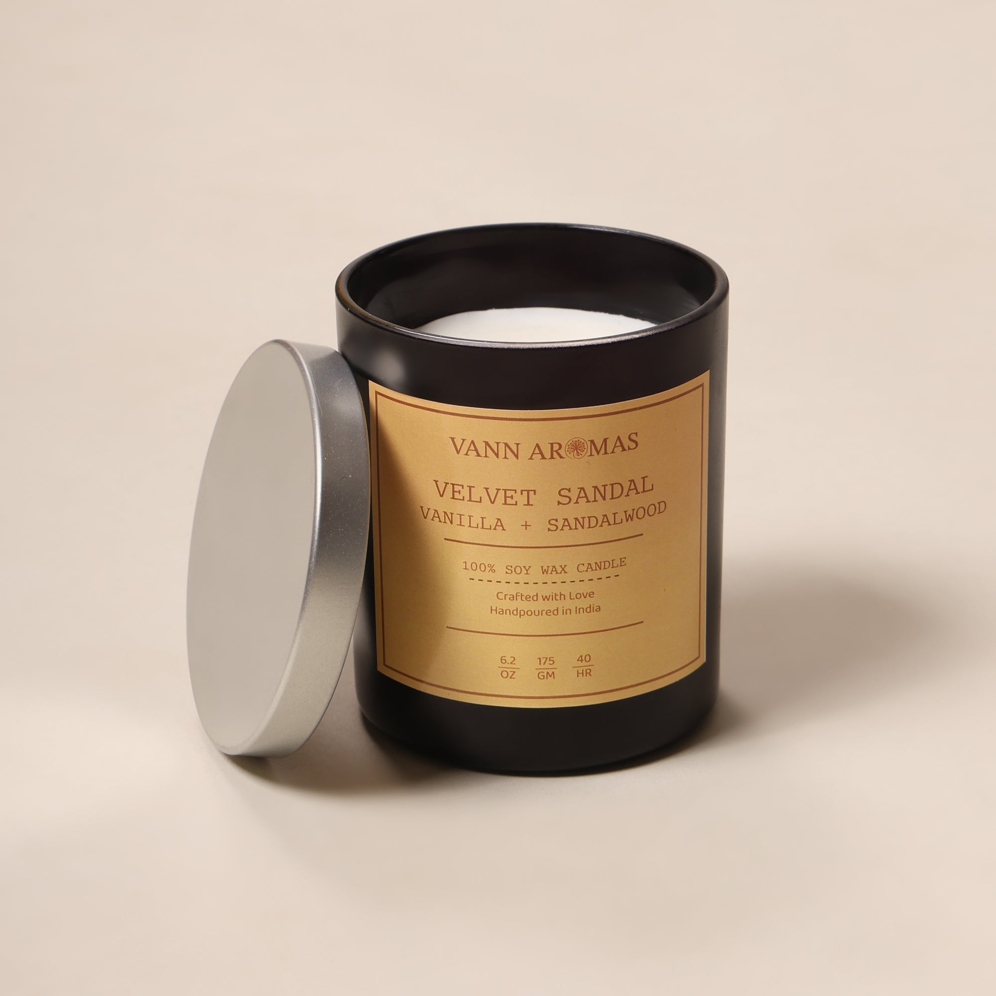 Velvet Sandal – Vanilla + Sandalwood, Black Jar, 175 gm