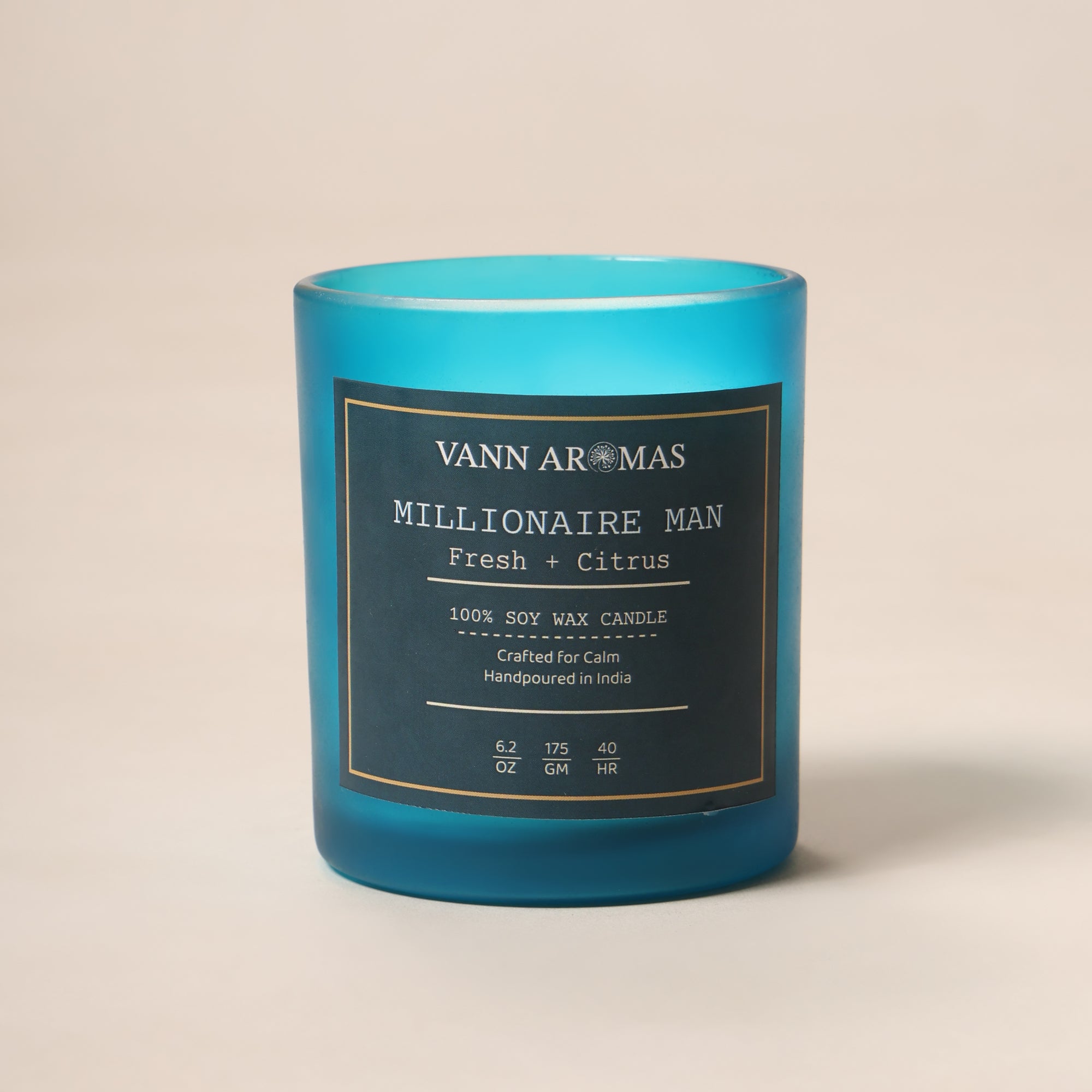 Millionaire Man Candle – Fresh + Citrus, Blue Jar, 175 gm