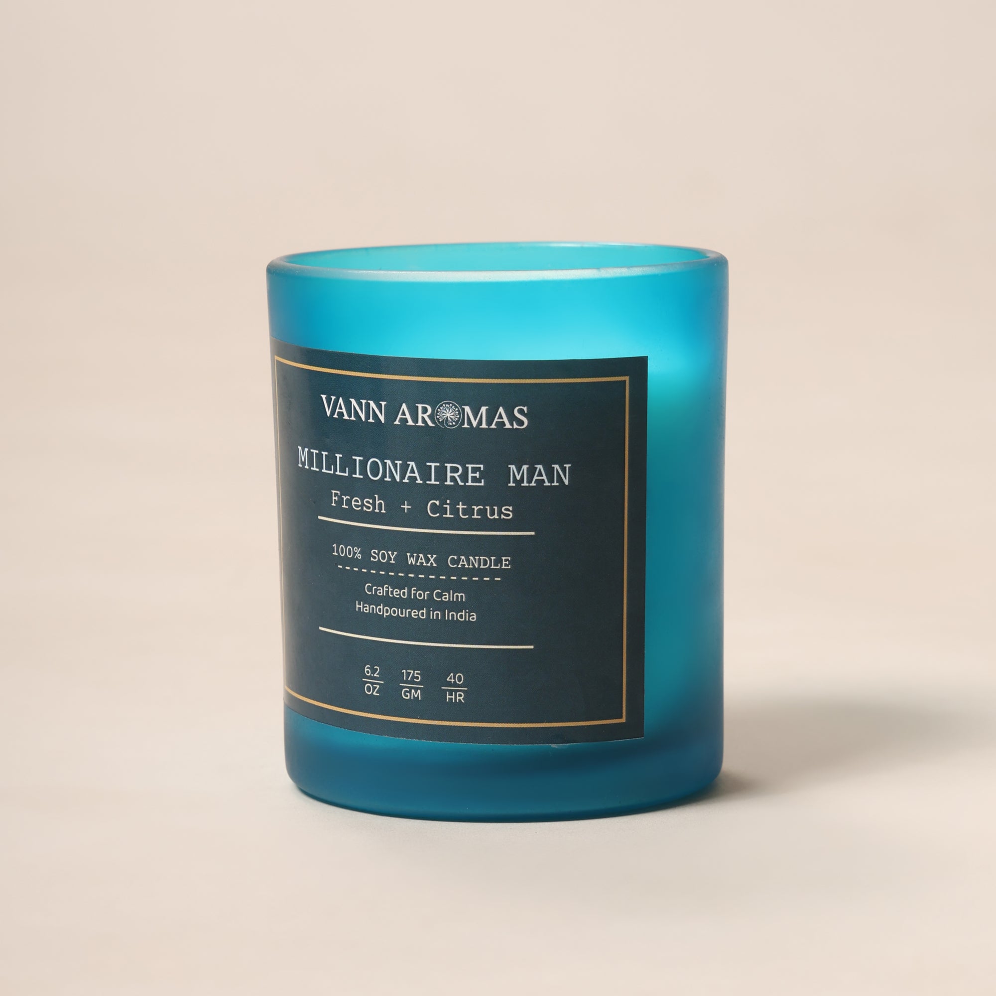 Millionaire Man Candle – Fresh + Citrus, Blue Jar, 175 gm