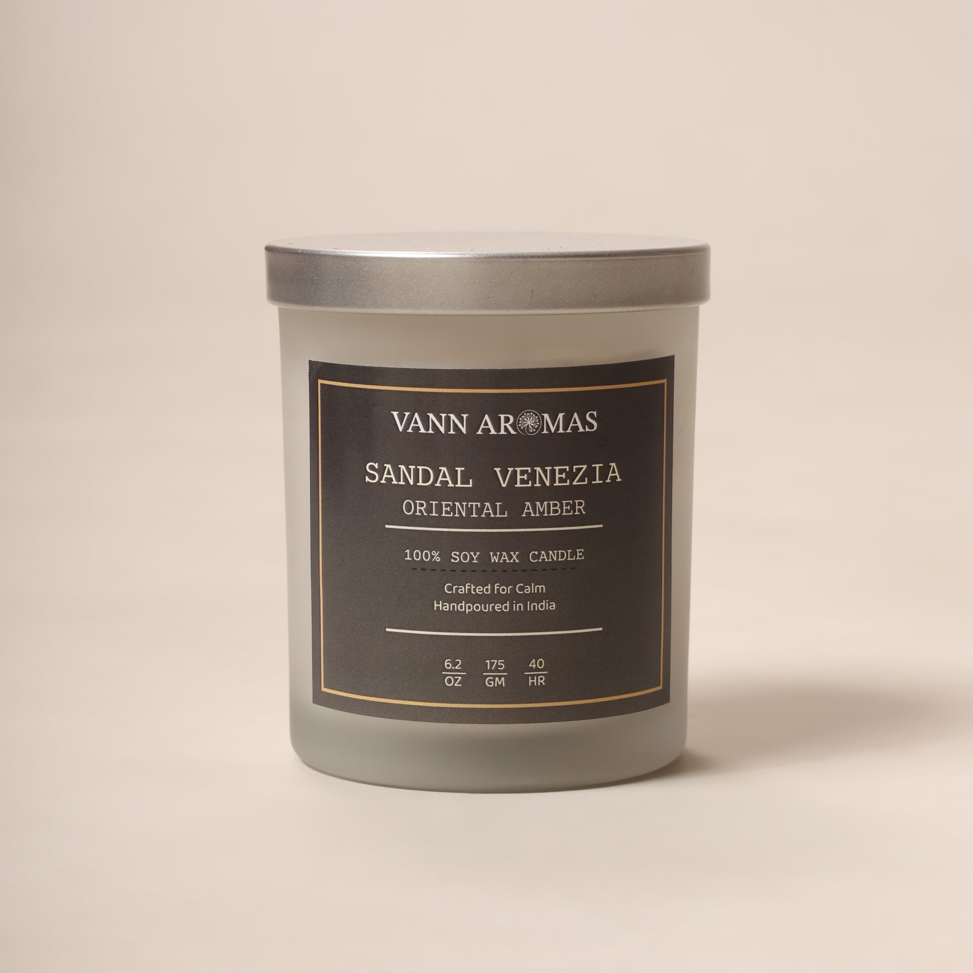 Sandal Venezia – Sandalwood + Oriental Amber, Frosted Jar, 175gm