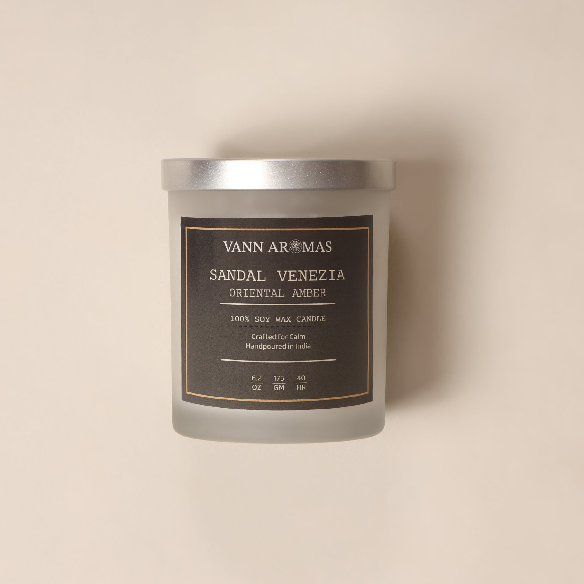 Sandal Venezia – Sandalwood + Oriental Amber, Frosted Jar, 175gm
