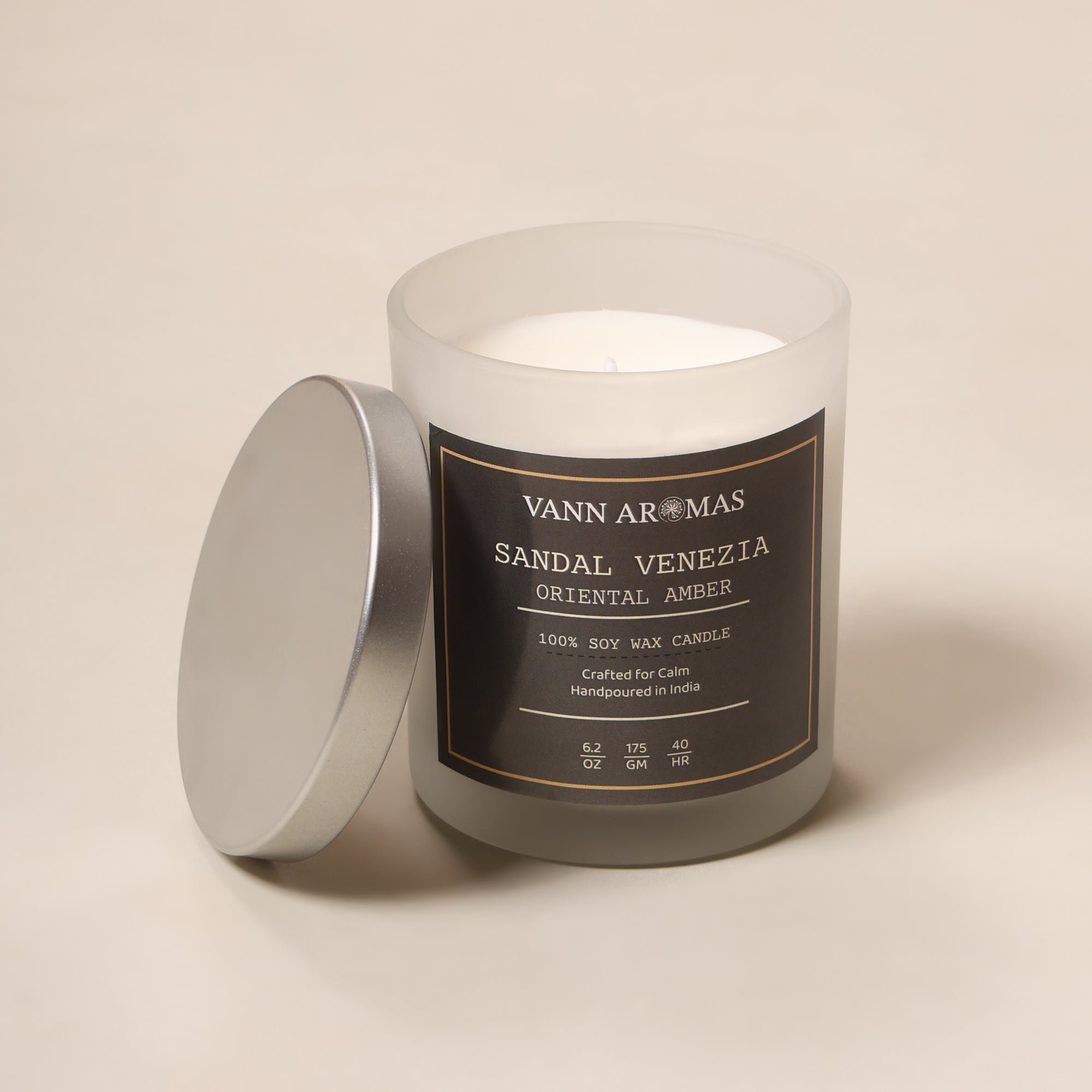 Sandal Venezia – Sandalwood + Oriental Amber, Frosted Jar, 175gm
