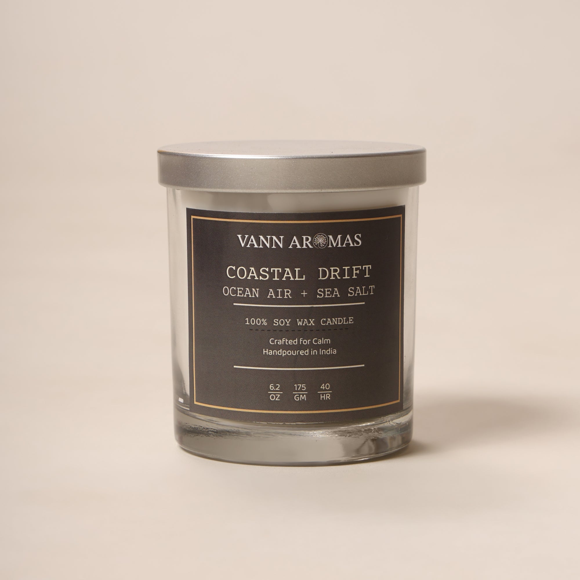 Coastal Drift – Ocean Air + Sea Salt, Frosted glass, 175 gm