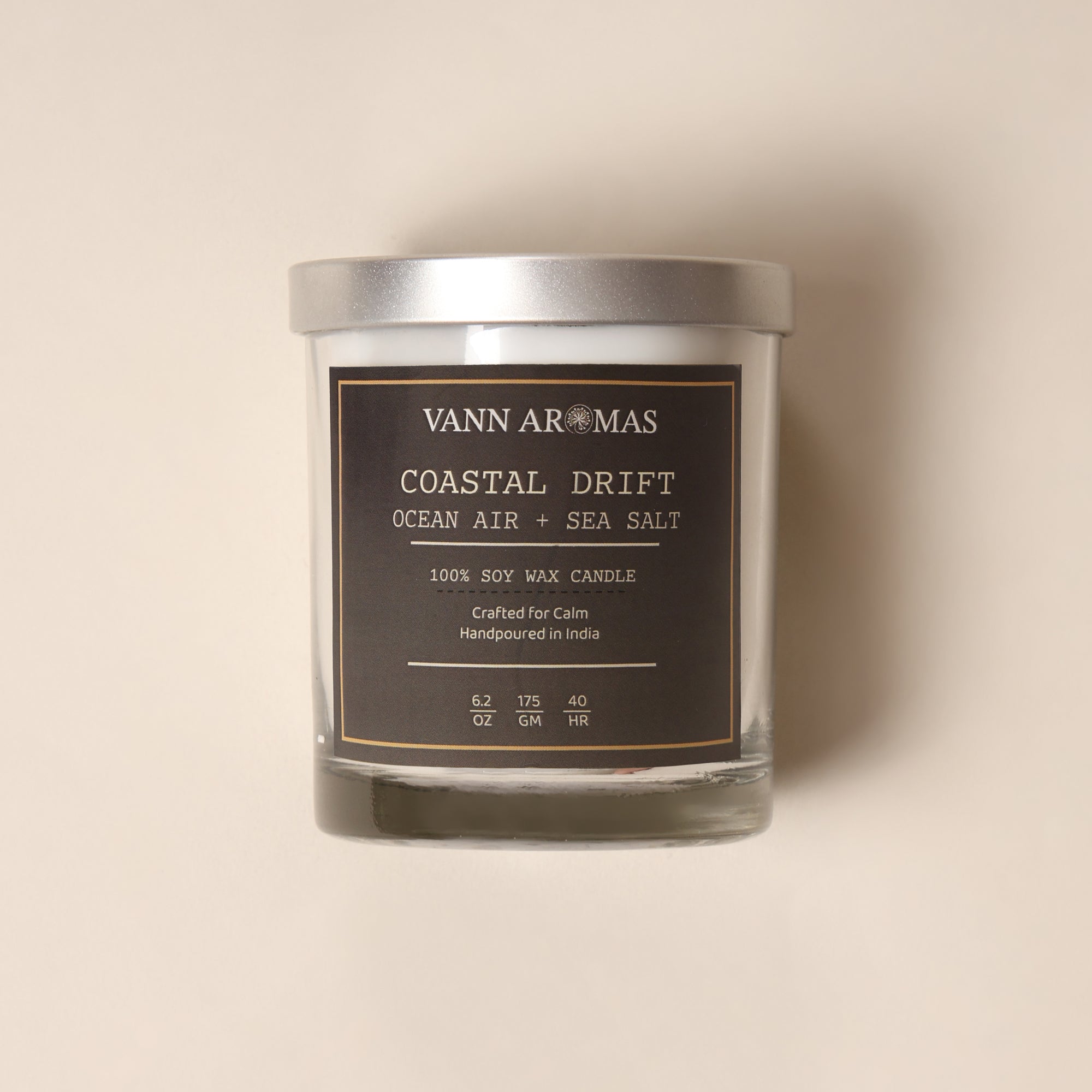 Coastal Drift – Ocean Air + Sea Salt, Frosted glass, 175 gm