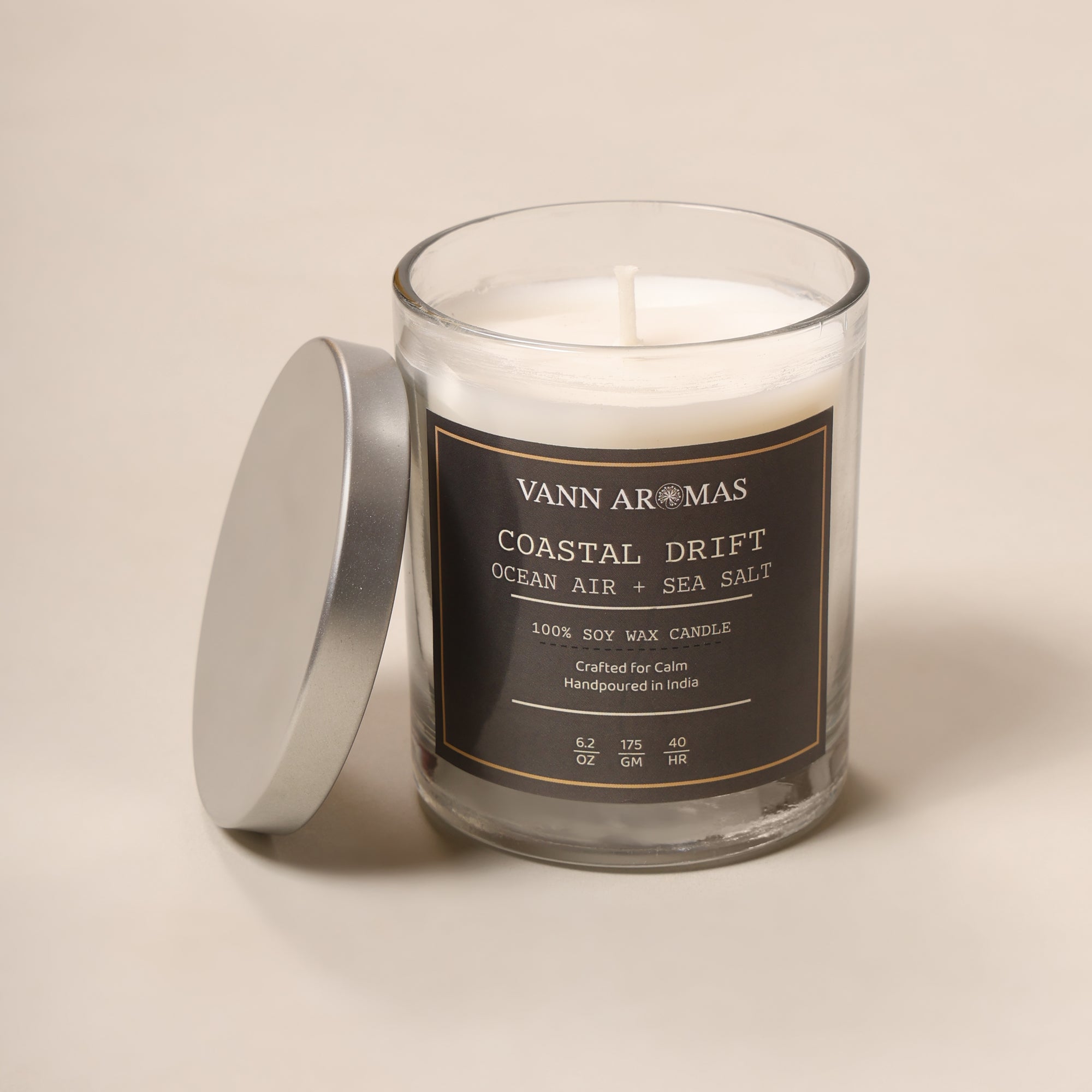 Coastal Drift – Ocean Air + Sea Salt, Frosted glass, 175 gm