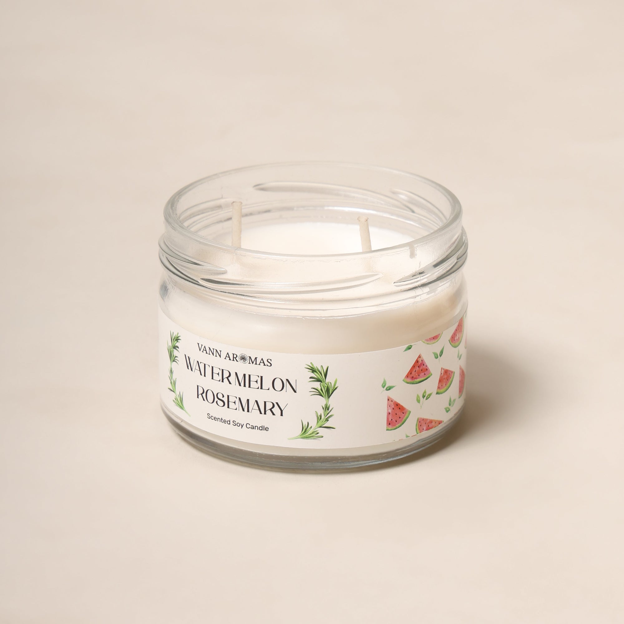 2-Wick Luxury Glass Jar Candle | Watermelon Rosemary | Double the Glow, Double the Ambience