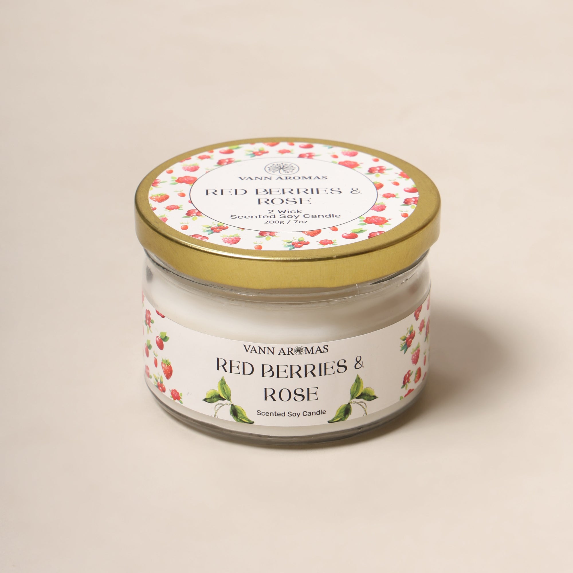 2-Wick Luxury Glass Jar Candle | Red Berries & Rose | Double the Glow, Double the Ambience