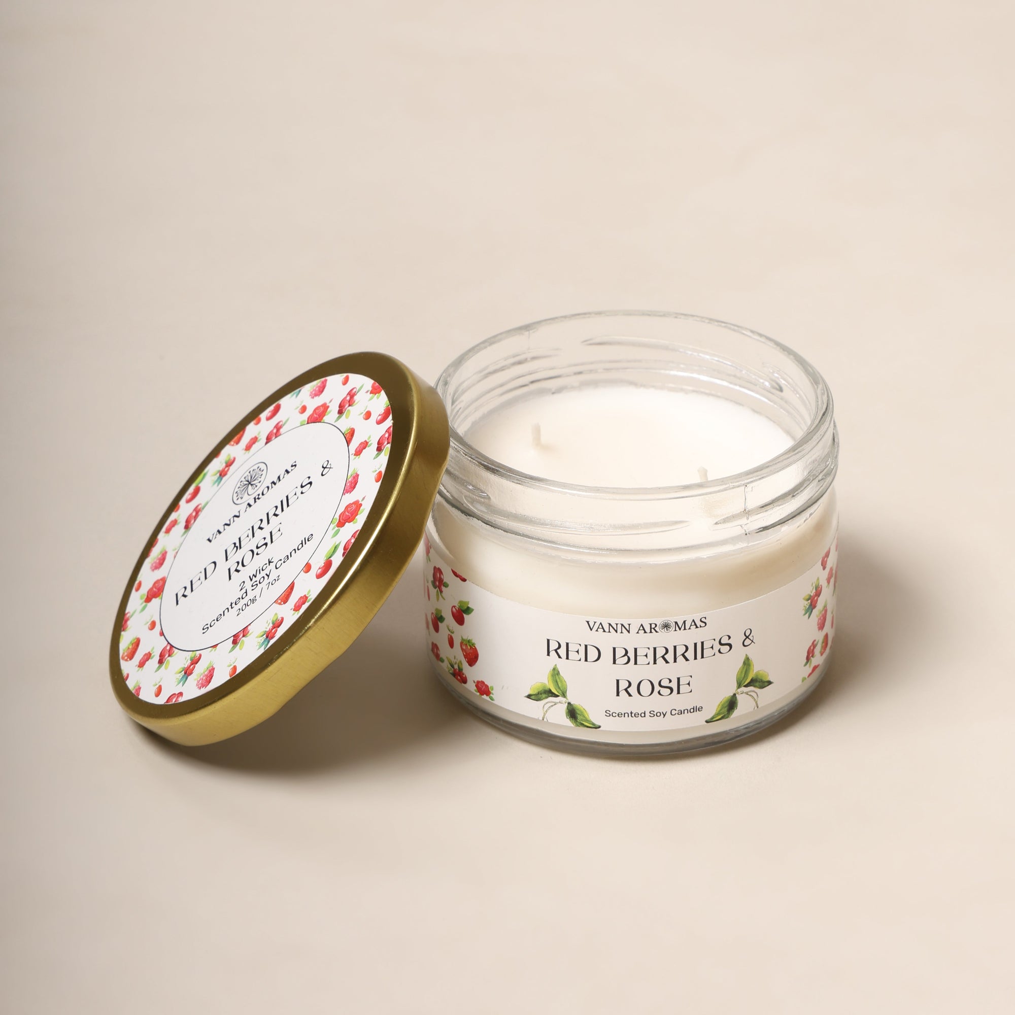 2-Wick Luxury Glass Jar Candle | Red Berries & Rose | Double the Glow, Double the Ambience