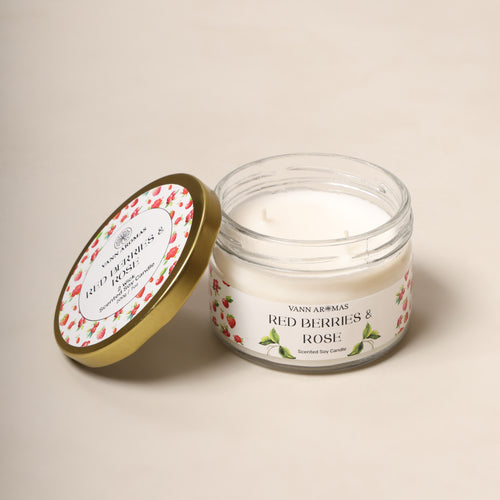 2-Wick Luxury Glass Jar Candle | Red Berries & Rose | Double the Glow, Double the Ambience