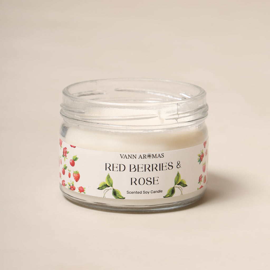 2-Wick Luxury Glass Jar Candle | Red Berries & Rose | Double the Glow, Double the Ambience Vann Aromas