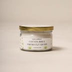 2-Wick Luxury Glass Jar Candle | Cotton Iris & Fresh Cut Grass | Double the Glow, Double the Ambience
