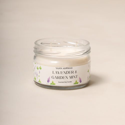 2-Wick Luxury Glass Jar Candle | Lavender & Garden Mint | Double the Glow, Double the Ambience