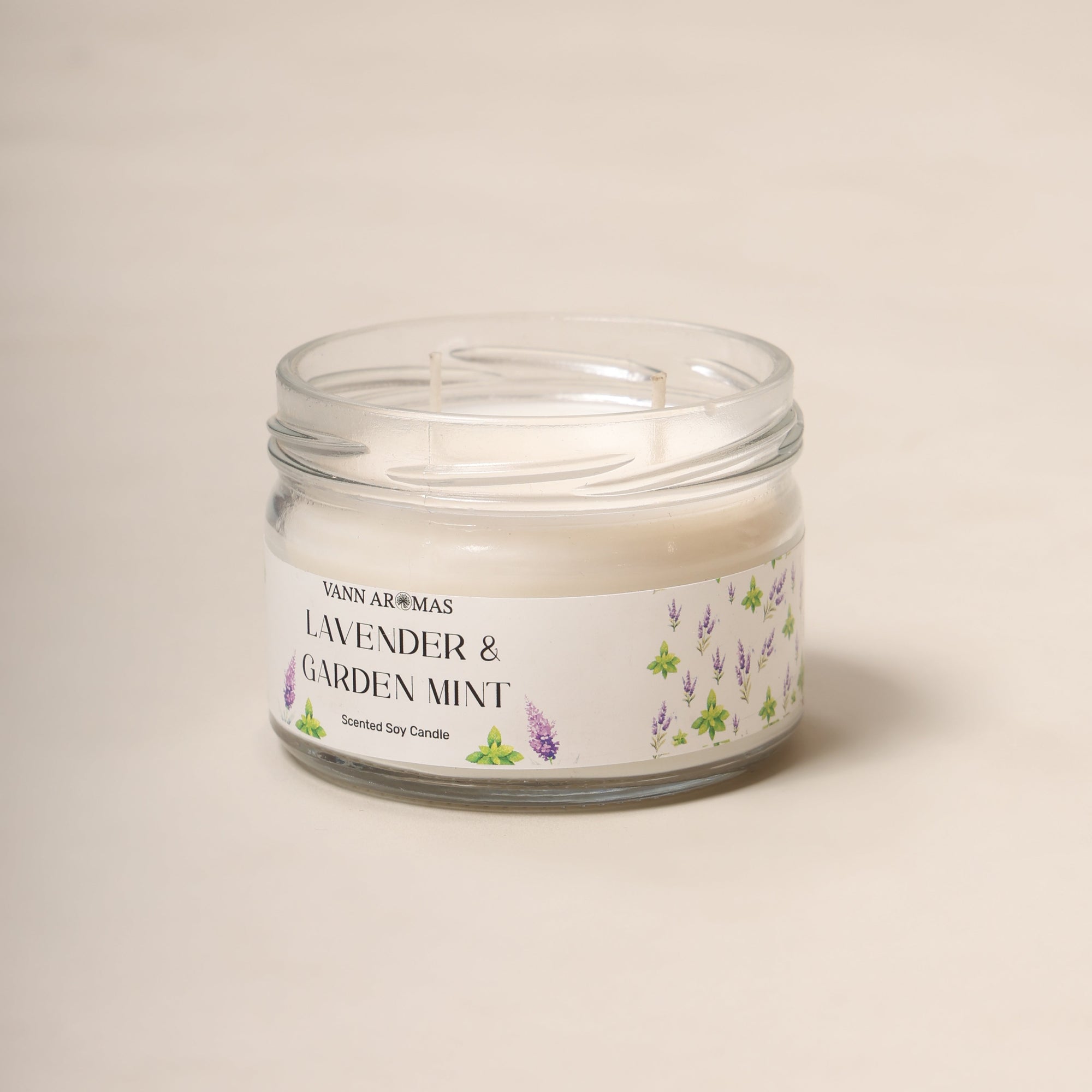 2-Wick Luxury Glass Jar Candle | Lavender & Garden Mint | Double the Glow, Double the Ambience