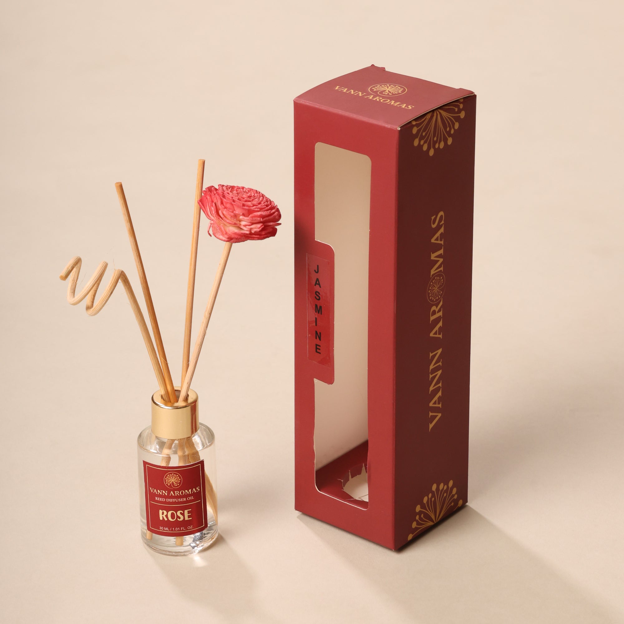Reed Diffuser Discovery Pack – 30 ML | Rose  Fragrance | Eco-Friendly with Natural Rattan Sticks