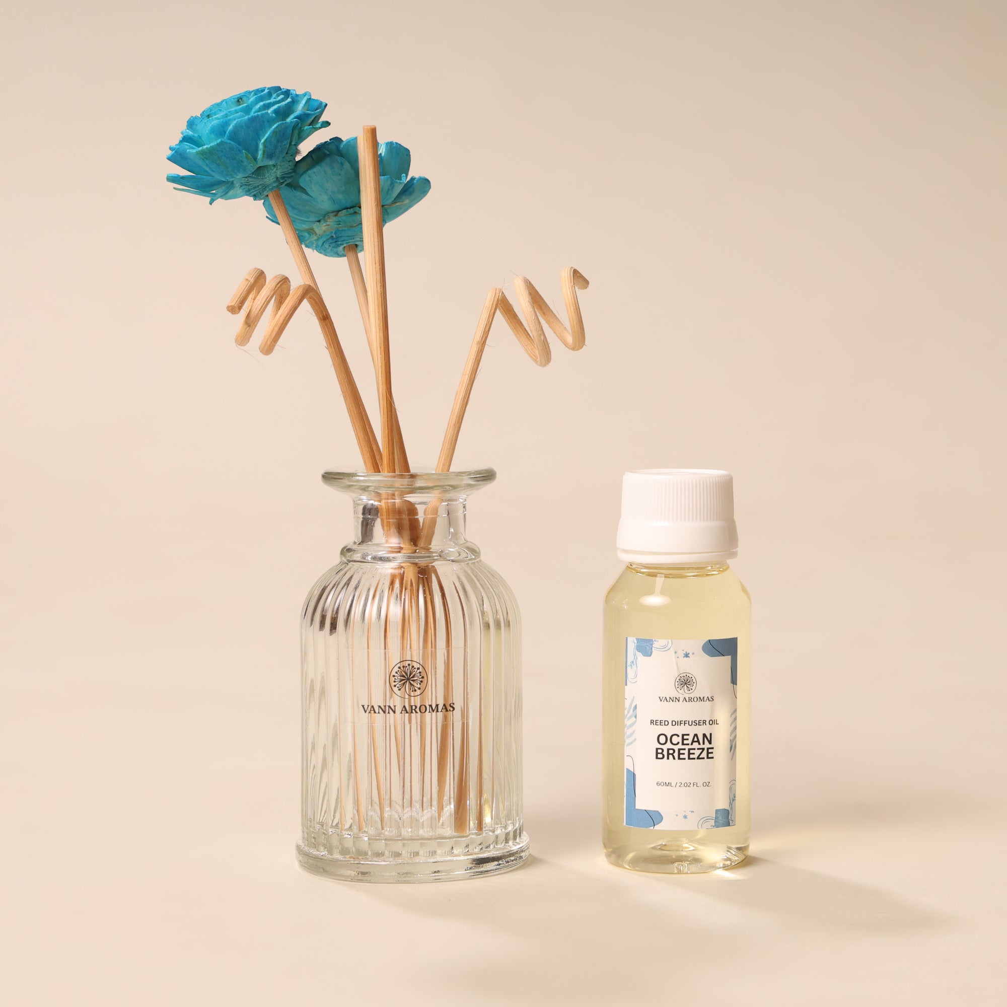 Reed Diffuser  (Pack - 60 ML) | Ocean Breeze Fragrance | Eco-Friendly with Natural Rattan Sticks