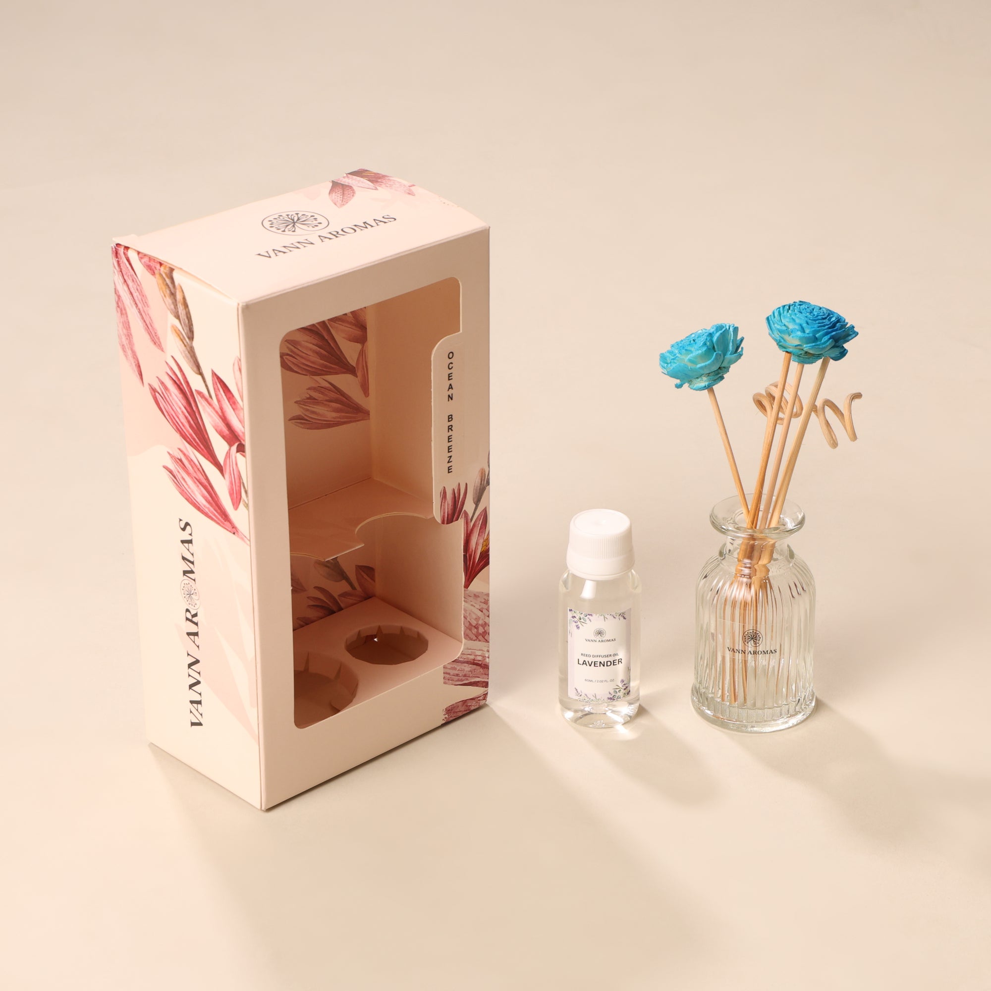 Reed Diffuser  (Pack - 60 ML) | Lavender Fragrance | Eco-Friendly with Natural Rattan Sticks