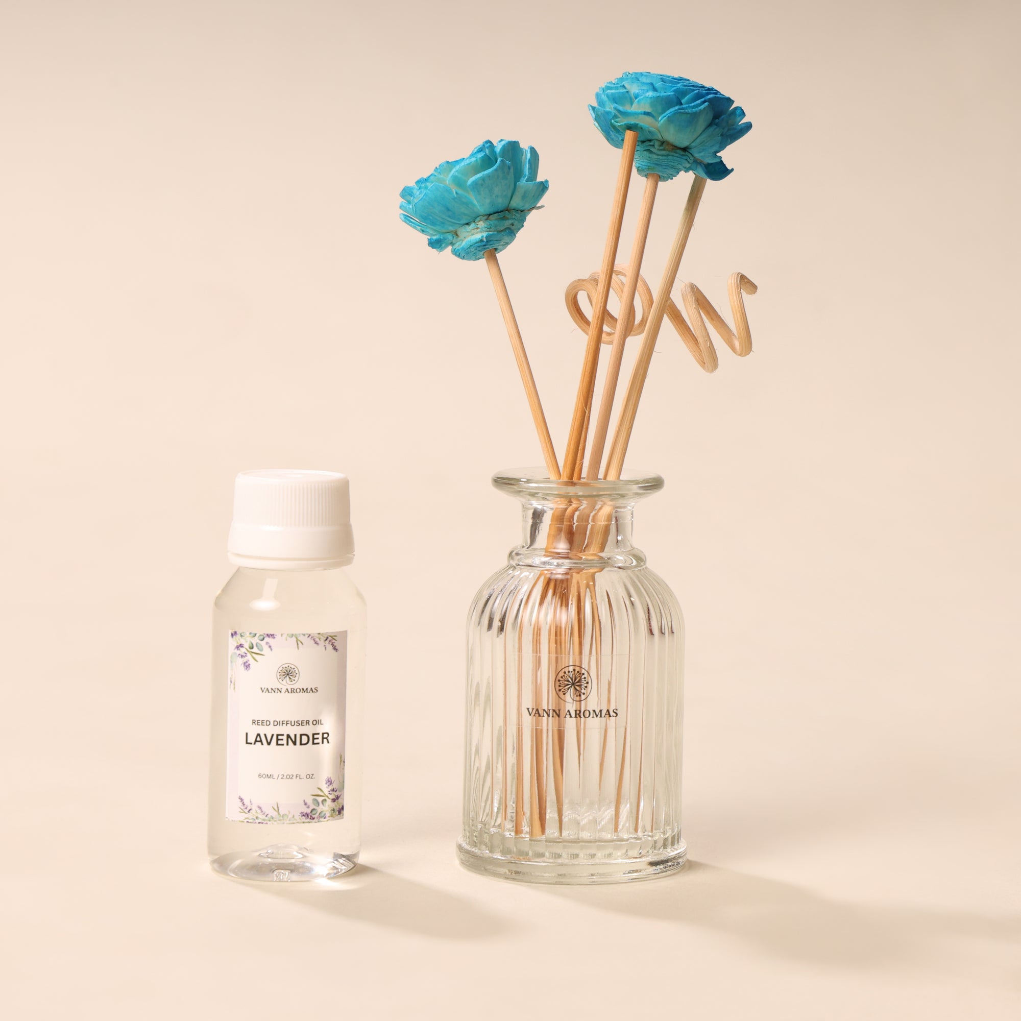 Reed Diffuser  (Pack - 60 ML) | Lavender Fragrance | Eco-Friendly with Natural Rattan Sticks