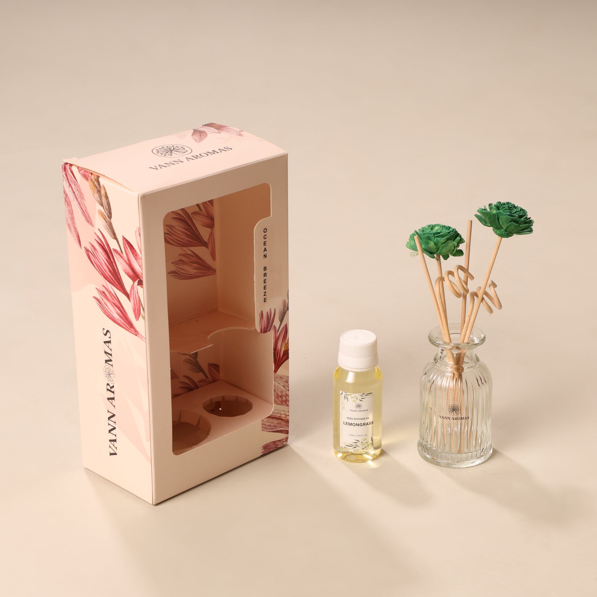 Reed Diffuser  (Pack - 60 ML) | Lemongrass Fragrance | Eco-Friendly with Natural Rattan Sticks