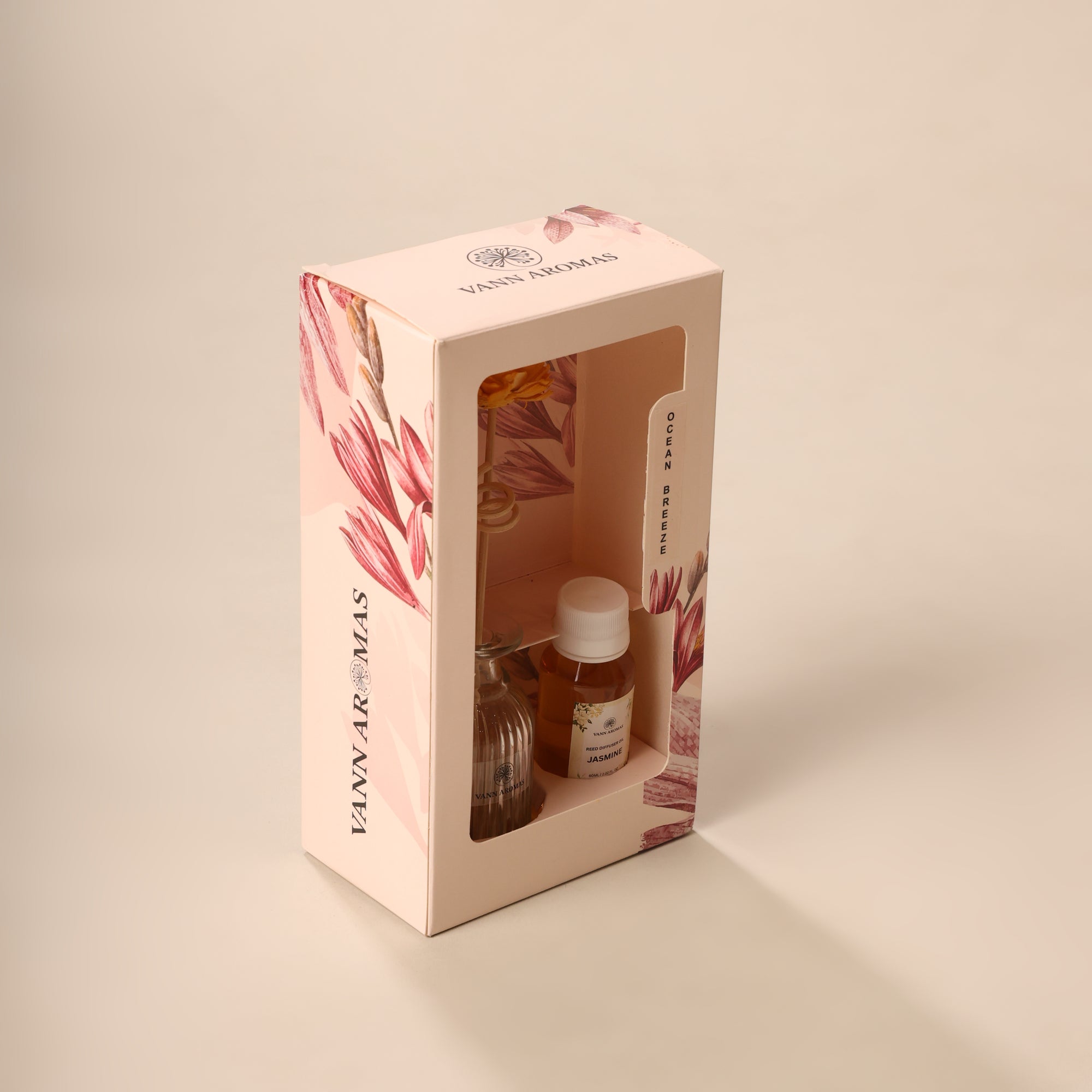 Reed Diffuser  (Pack - 60 ML) | Jasmine Fragrance | Eco-Friendly with Natural Rattan Sticks
