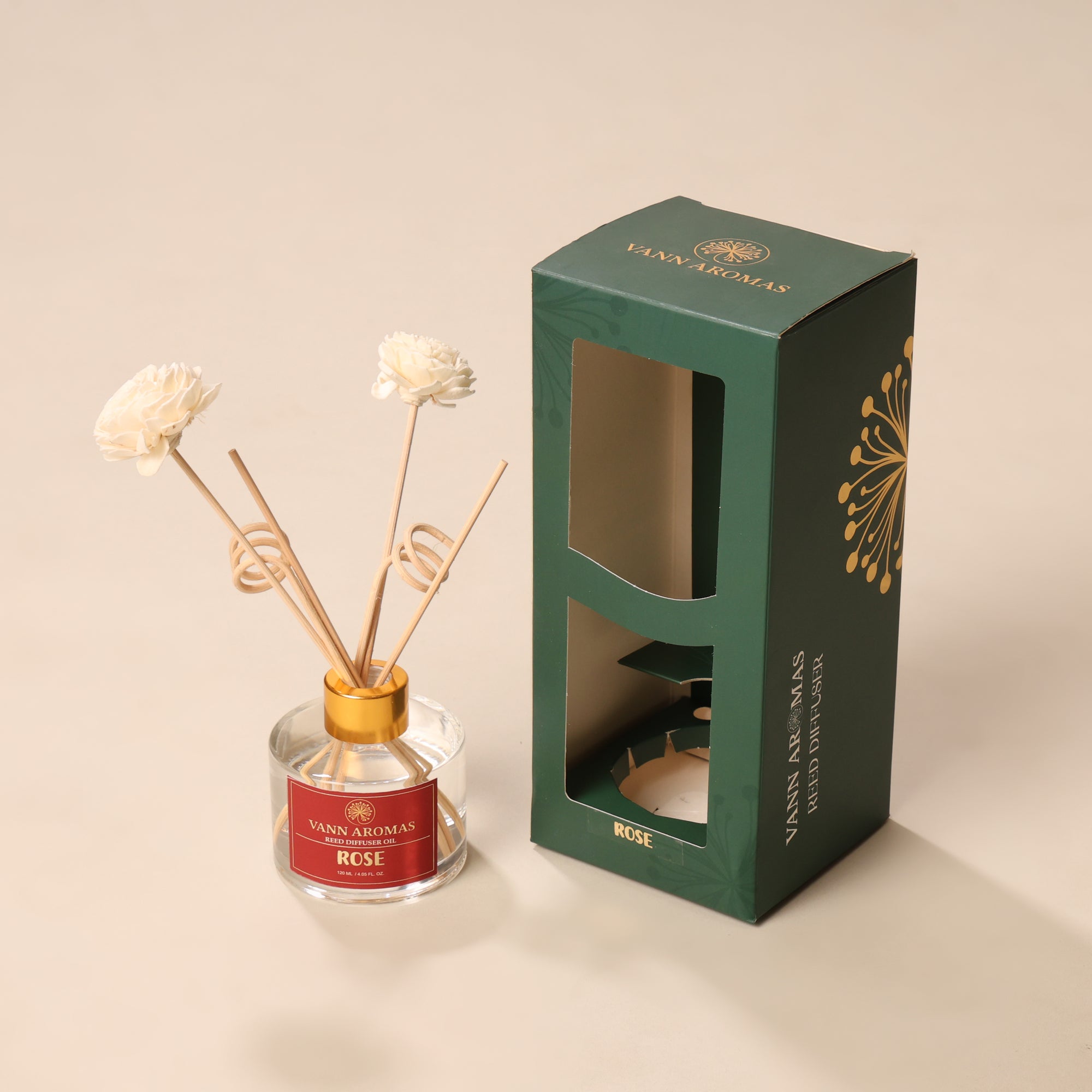 Reed Diffuser  (Pack - 120 ML) | Rose Fragrance | Eco-Friendly with Natural Rattan Sticks