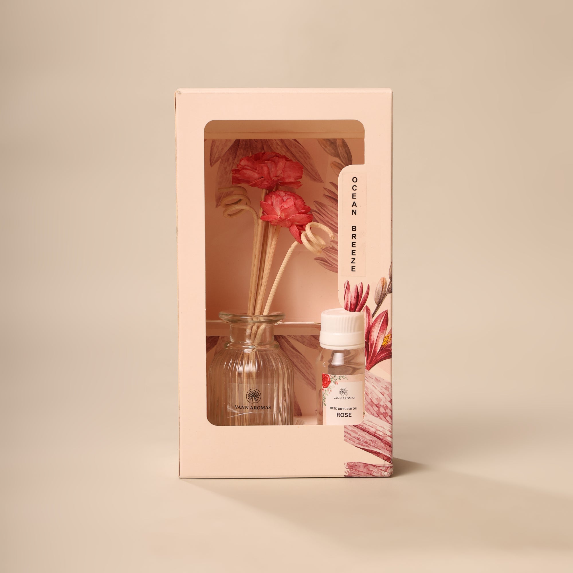 Reed Diffuser  (Pack - 60 ML) | Rose Fragrance | Eco-Friendly with Natural Rattan Sticks