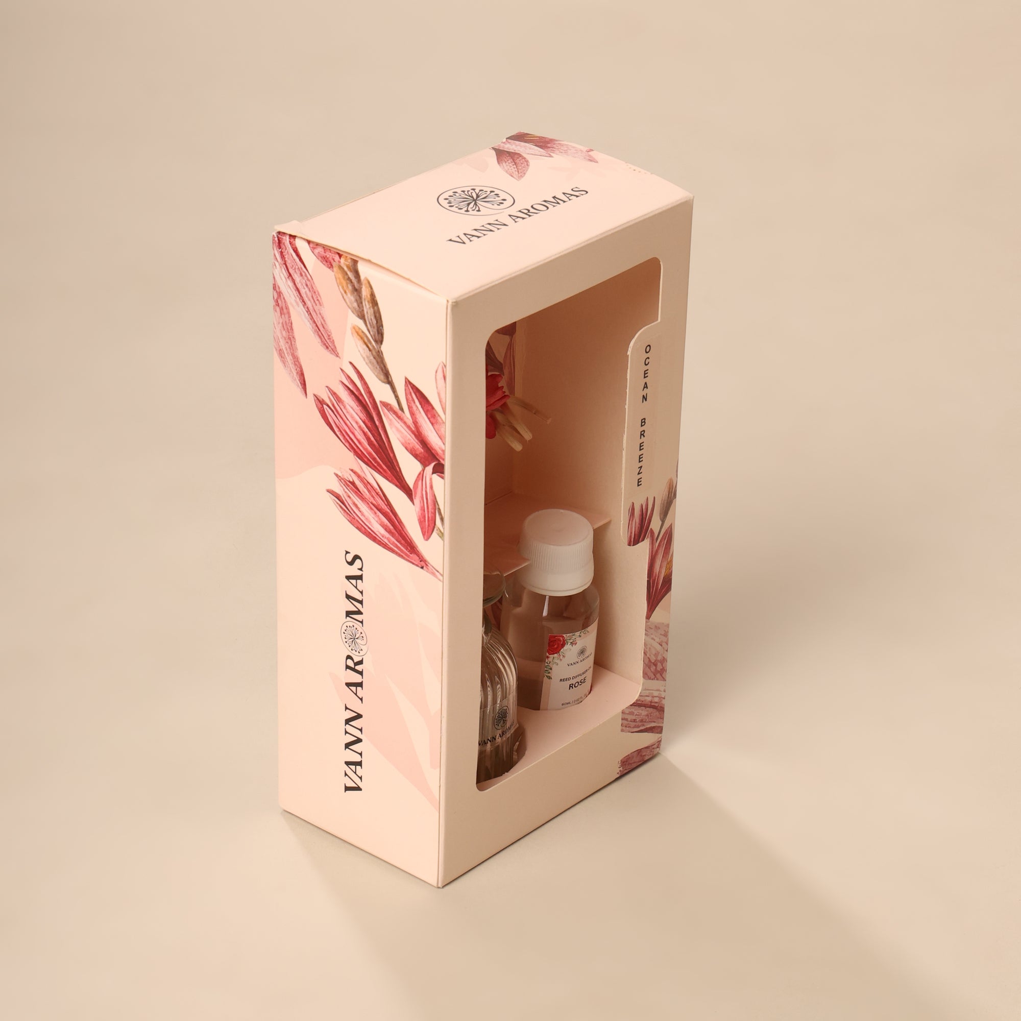 Reed Diffuser  (Pack - 60 ML) | Rose Fragrance | Eco-Friendly with Natural Rattan Sticks