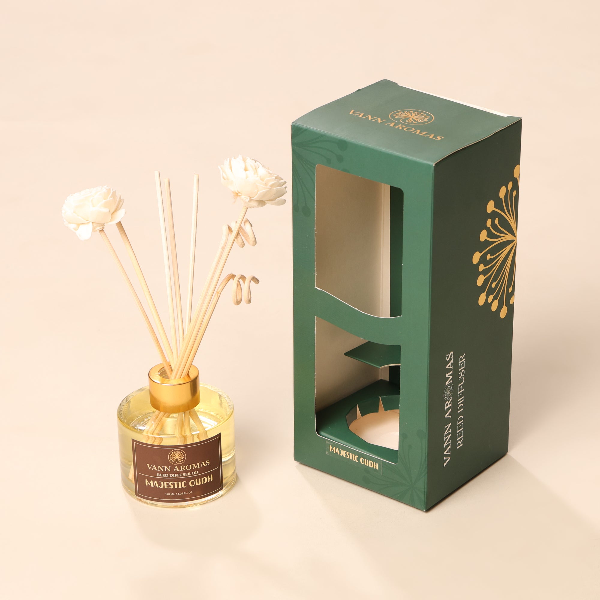 Reed Diffuser  (Pack - 120 ML) | Oudh Fragrance | Eco-Friendly with Natural Rattan Sticks