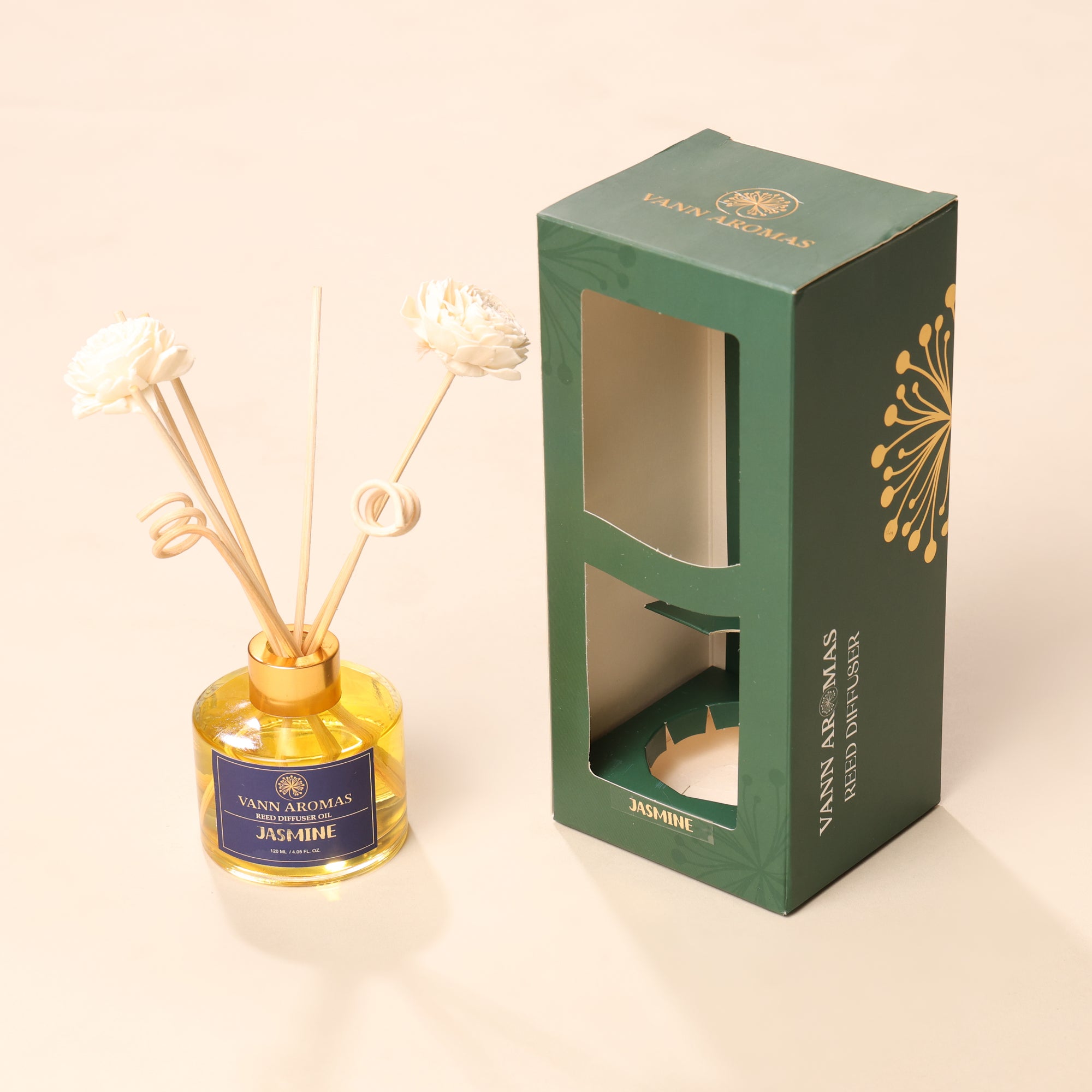 Reed Diffuser  (Pack - 120 ML) | Jasmine Fragrance | Eco-Friendly with Natural Rattan Sticks