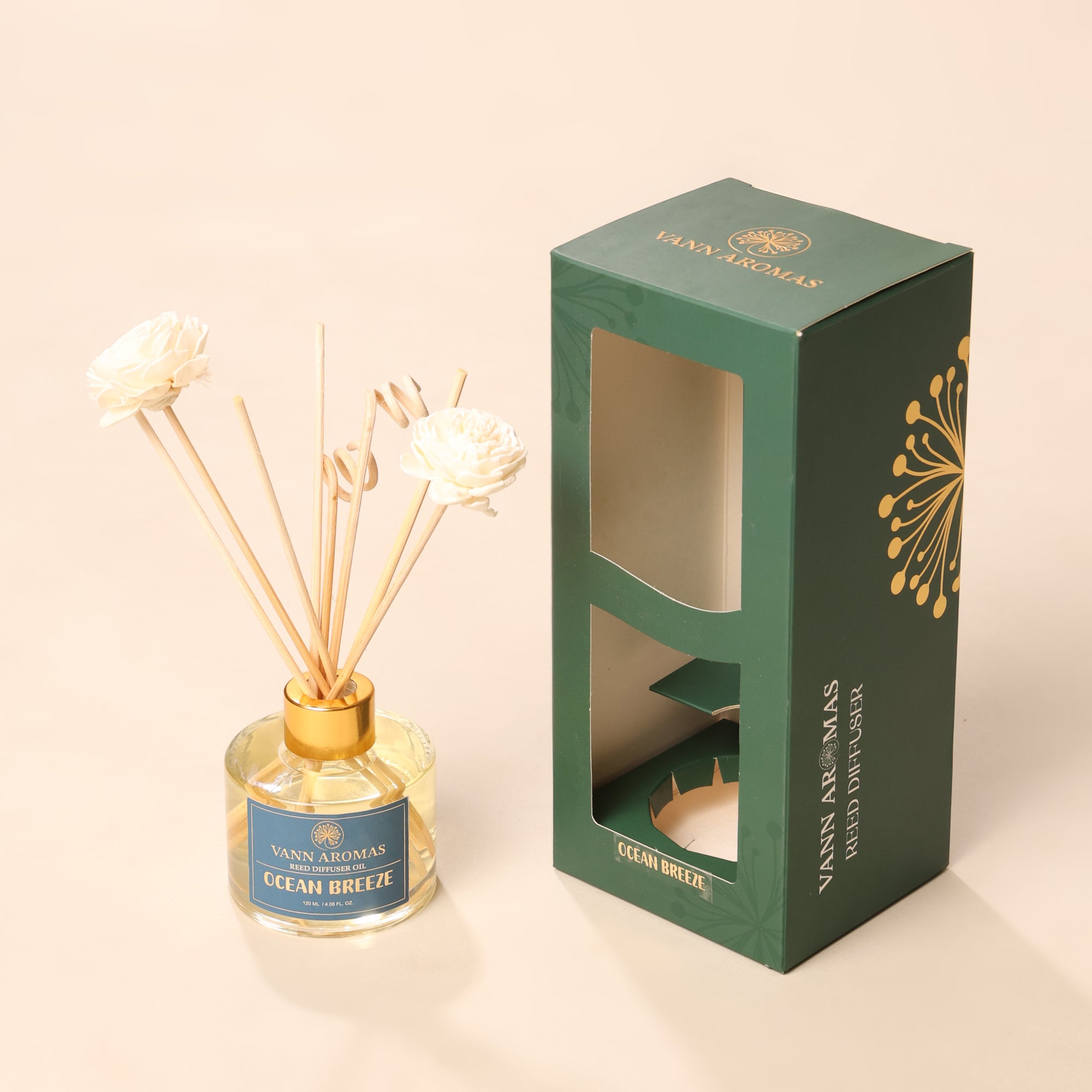 Reed Diffuser  (Pack - 120 ML) | Ocean Breeze Fragrance | Eco-Friendly with Natural Rattan Sticks
